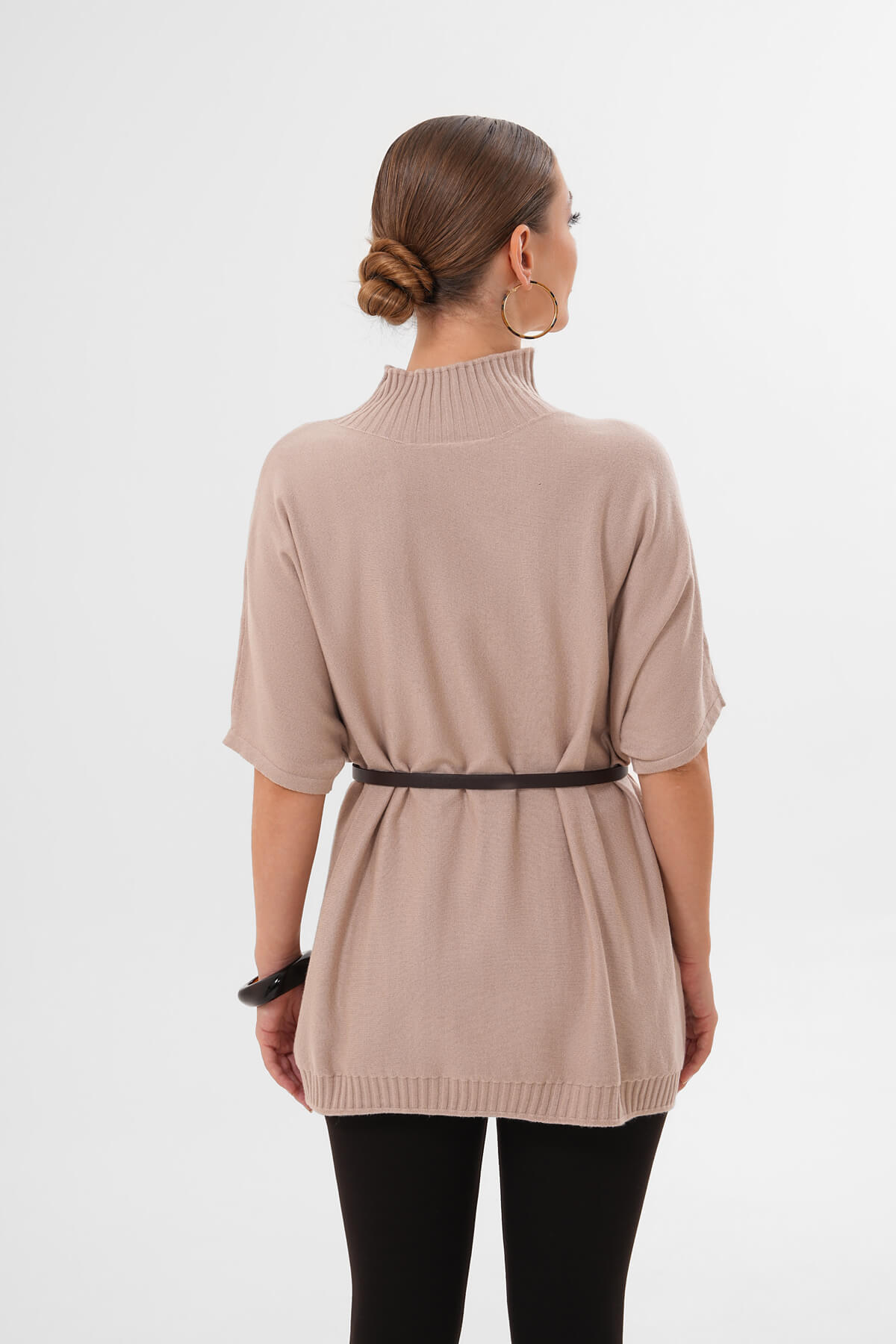 Balıkçı Yaka Yarım Kol Triko Kazak MDG-25320 Bej - 3