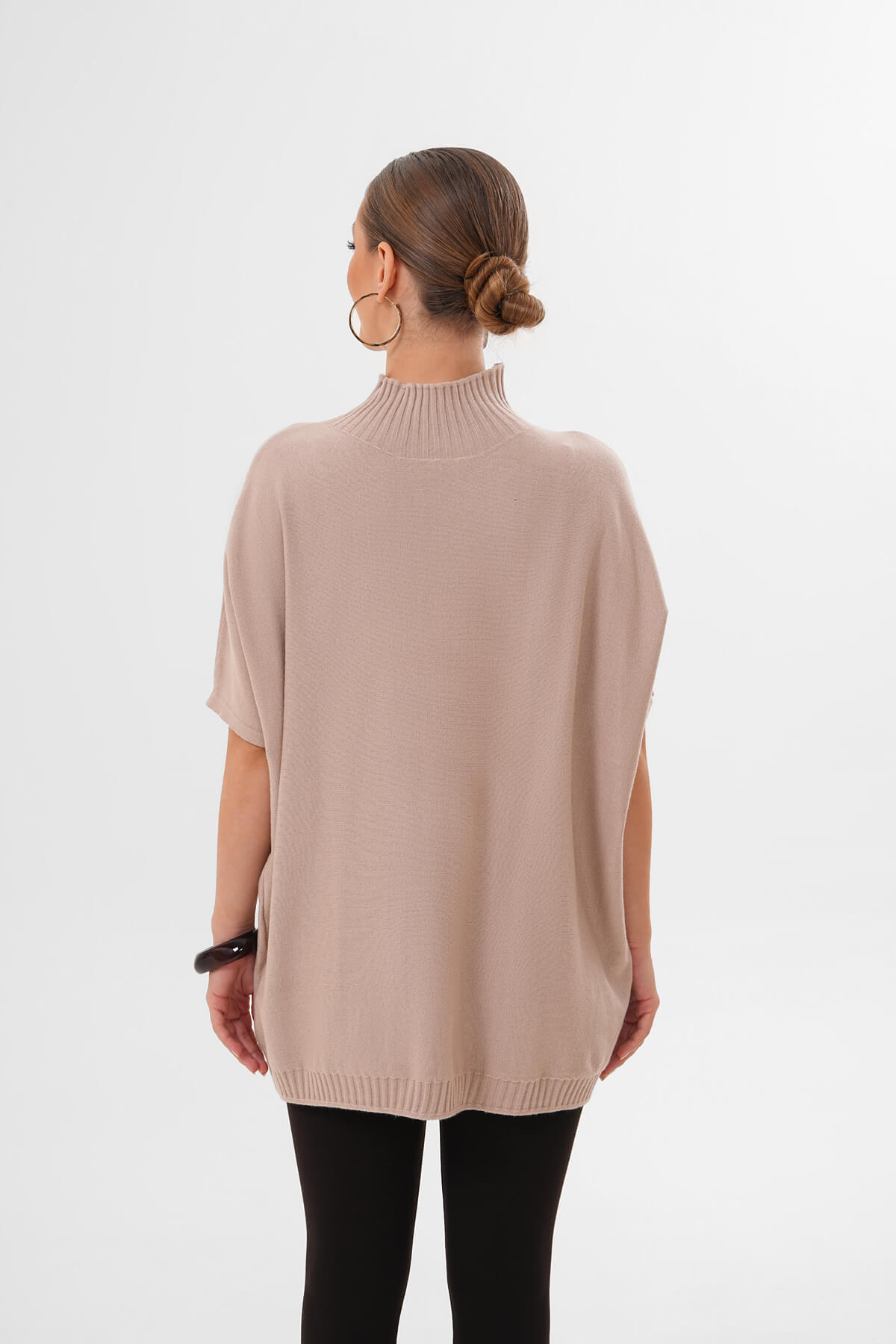 Balıkçı Yaka Yarım Kol Triko Kazak MDG-25320 Bej - 4