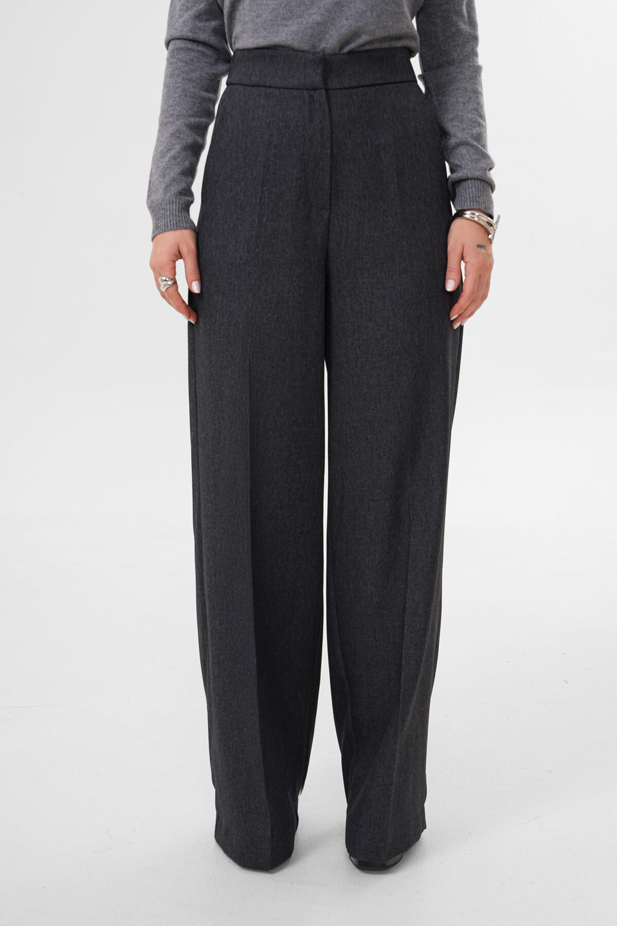 Beli Lastikli Bol Paça Pantolon MDG-ALTY-008-2 Gri - 2