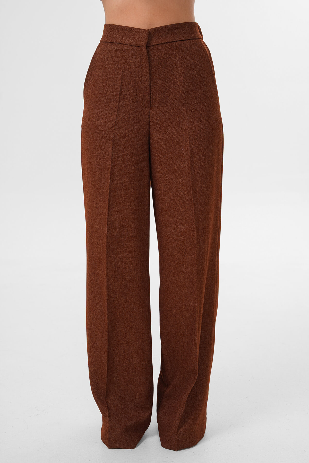 Beli Lastikli Bol Paça Pantolon MDG-ALTY-008-2 Kahverengi - 2