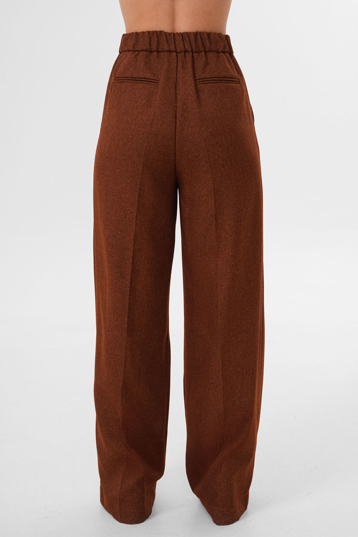 Beli Lastikli Bol Paça Pantolon MDG-ALTY-008-2 Kahverengi - 3