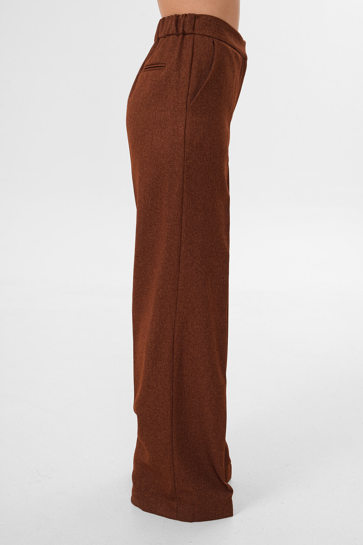 Beli Lastikli Bol Paça Pantolon MDG-ALTY-008-2 Kahverengi - 4