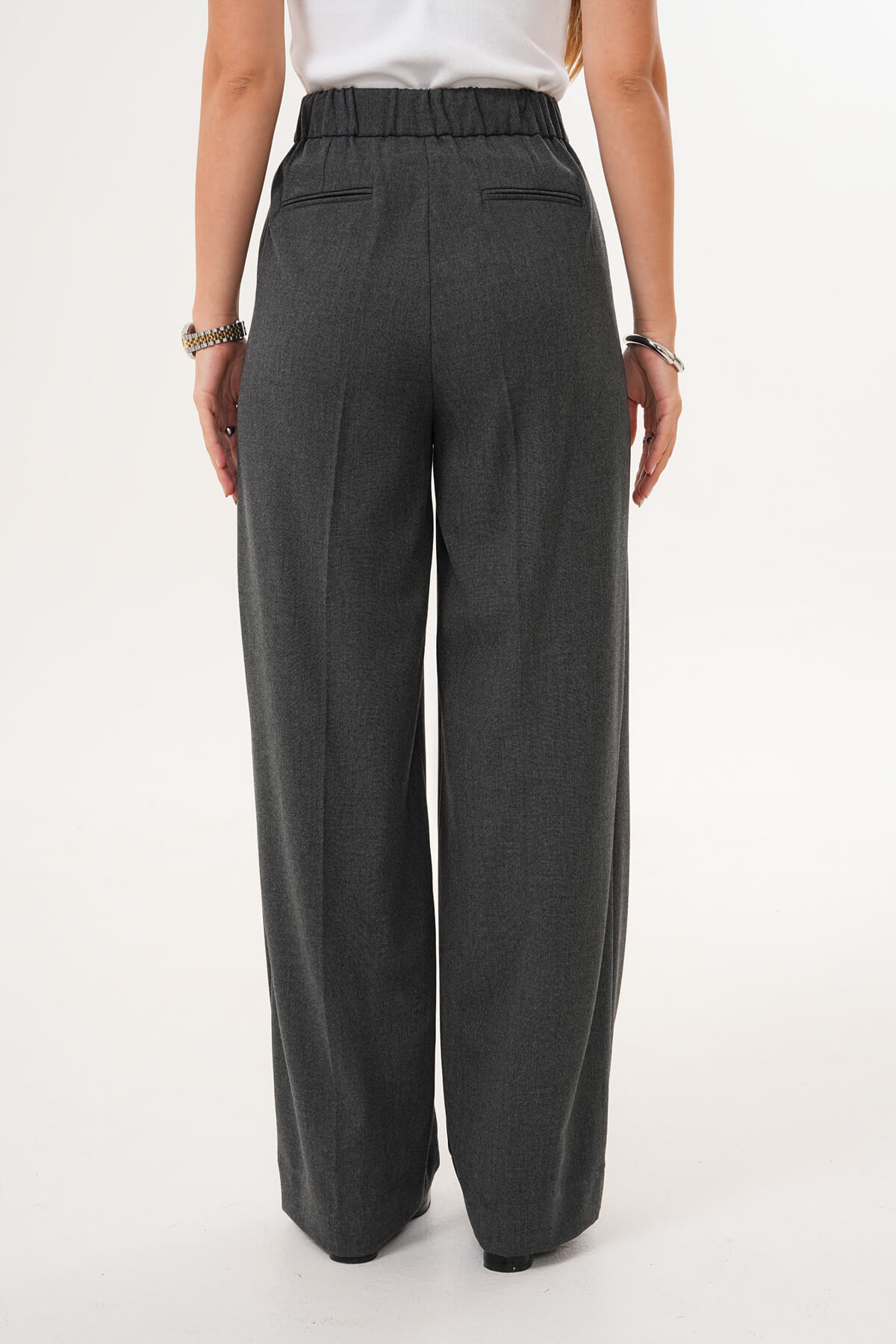 Beli Lastikli Bol Paça Pantolon MDG-ALTY-008 Antrasit - 4