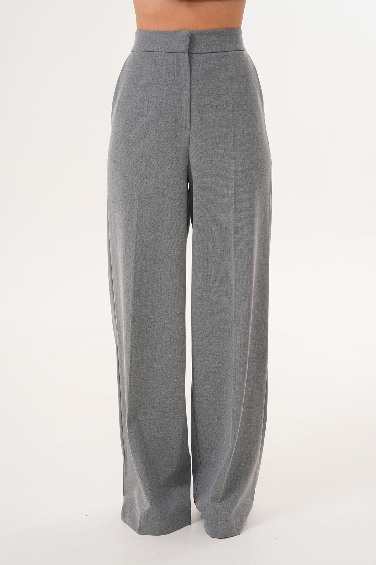 Beli Lastikli Bol Paça Pantolon MDG-ALTY-008 Gri - 3