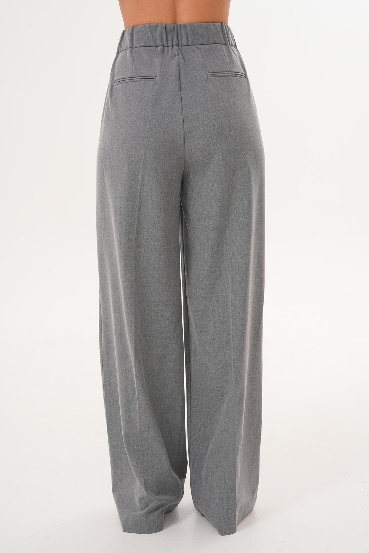 Beli Lastikli Bol Paça Pantolon MDG-ALTY-008 Gri - 4