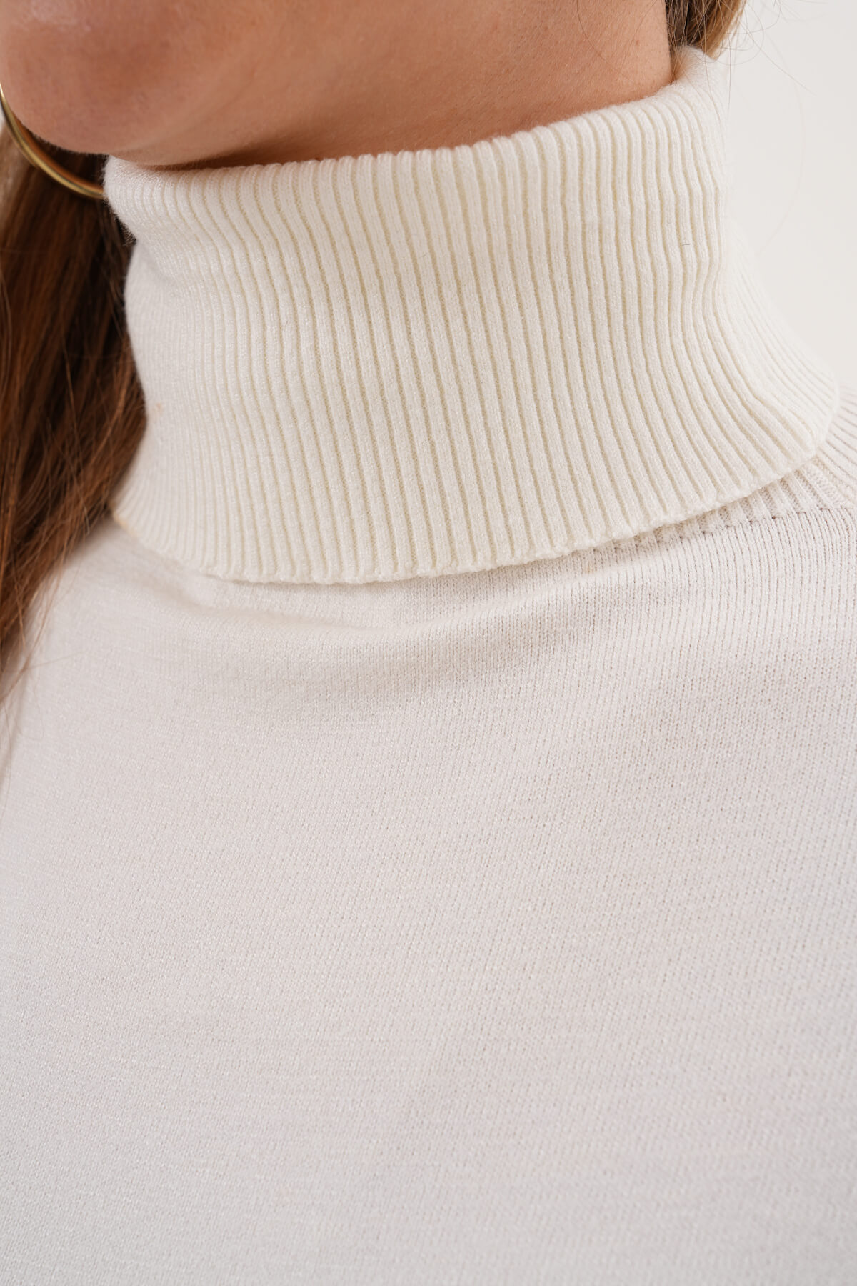 Boğazlı Triko Kazak MDG-22701 Ekru - 2