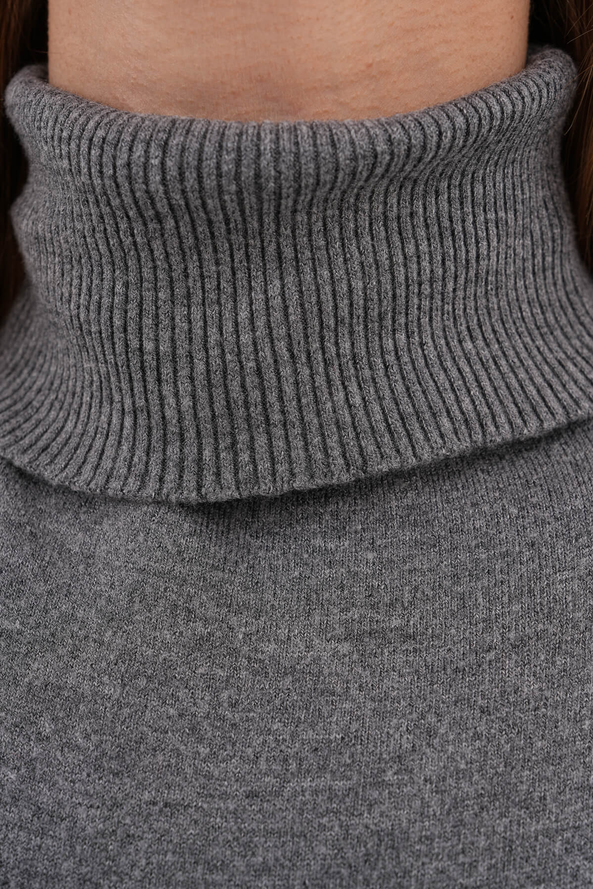 Boğazlı Triko Kazak MDG-22701 Gri - 3