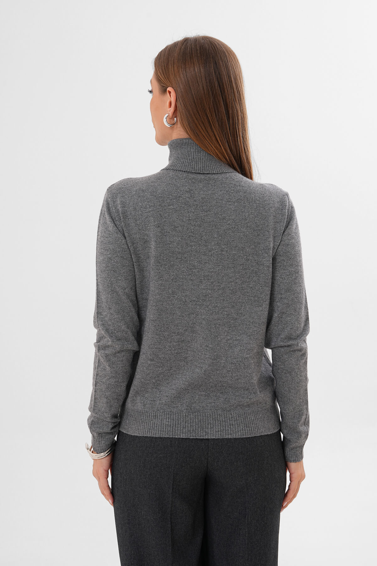 Boğazlı Triko Kazak MDG-22701 Gri - 4