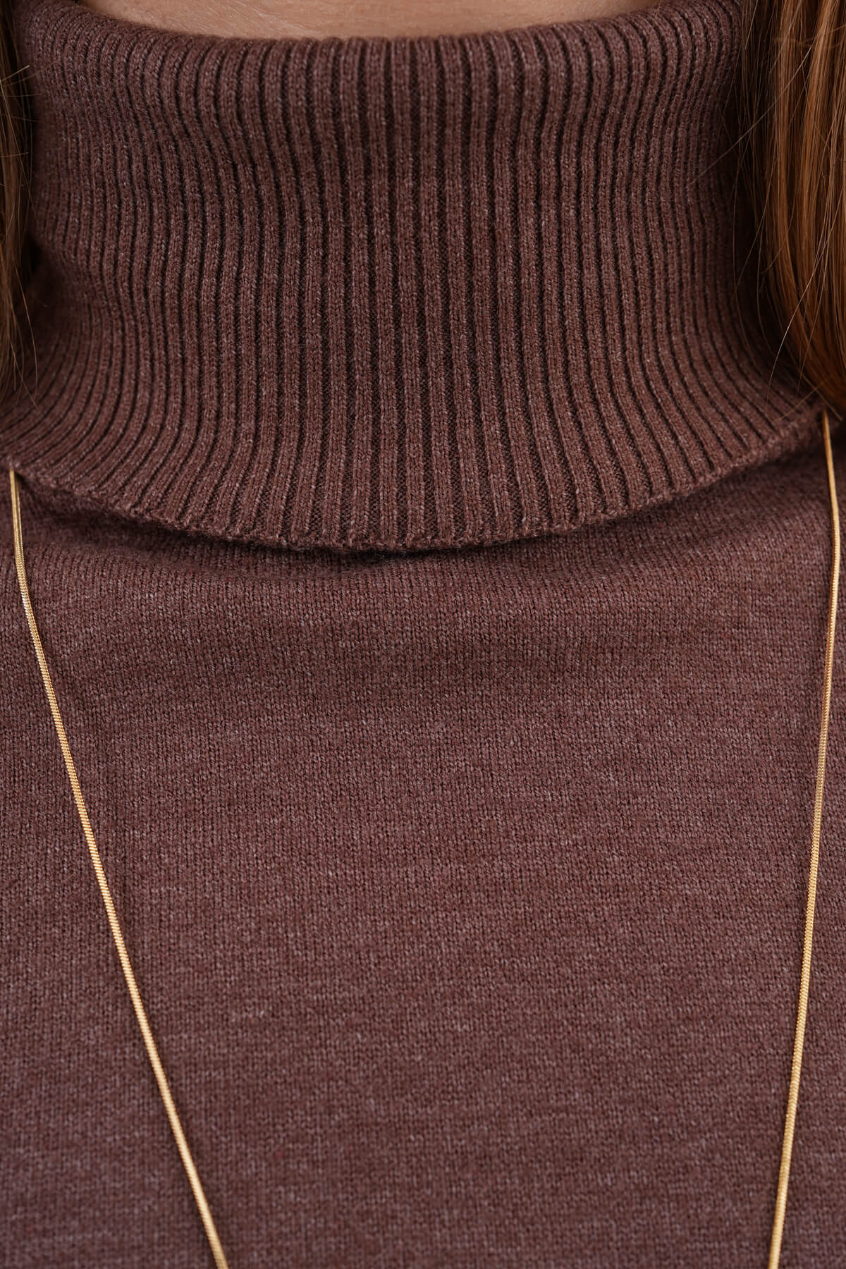 Boğazlı Triko Kazak MDG-22701 Kahverengi - 2