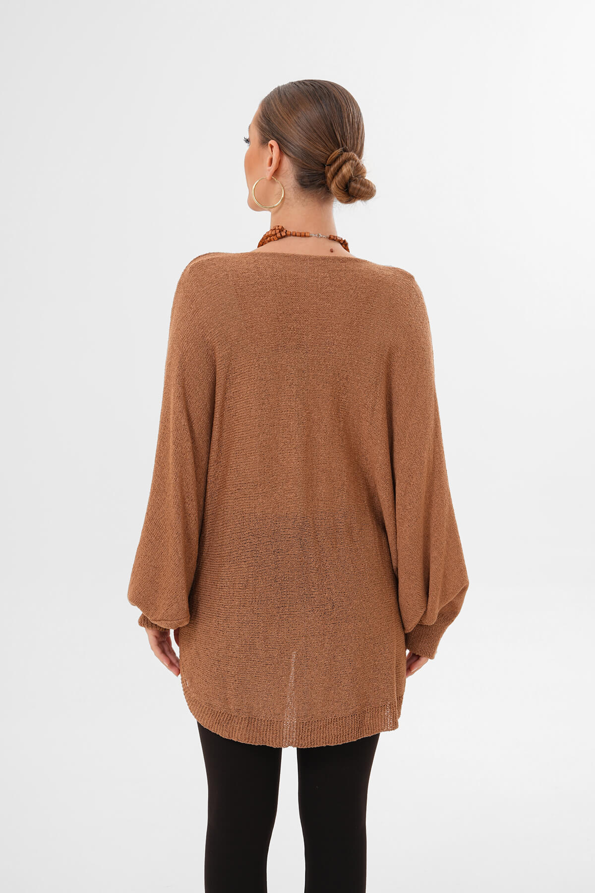 Çapraz Drapeli Triko Bluz MDG-1012 Camel - 2