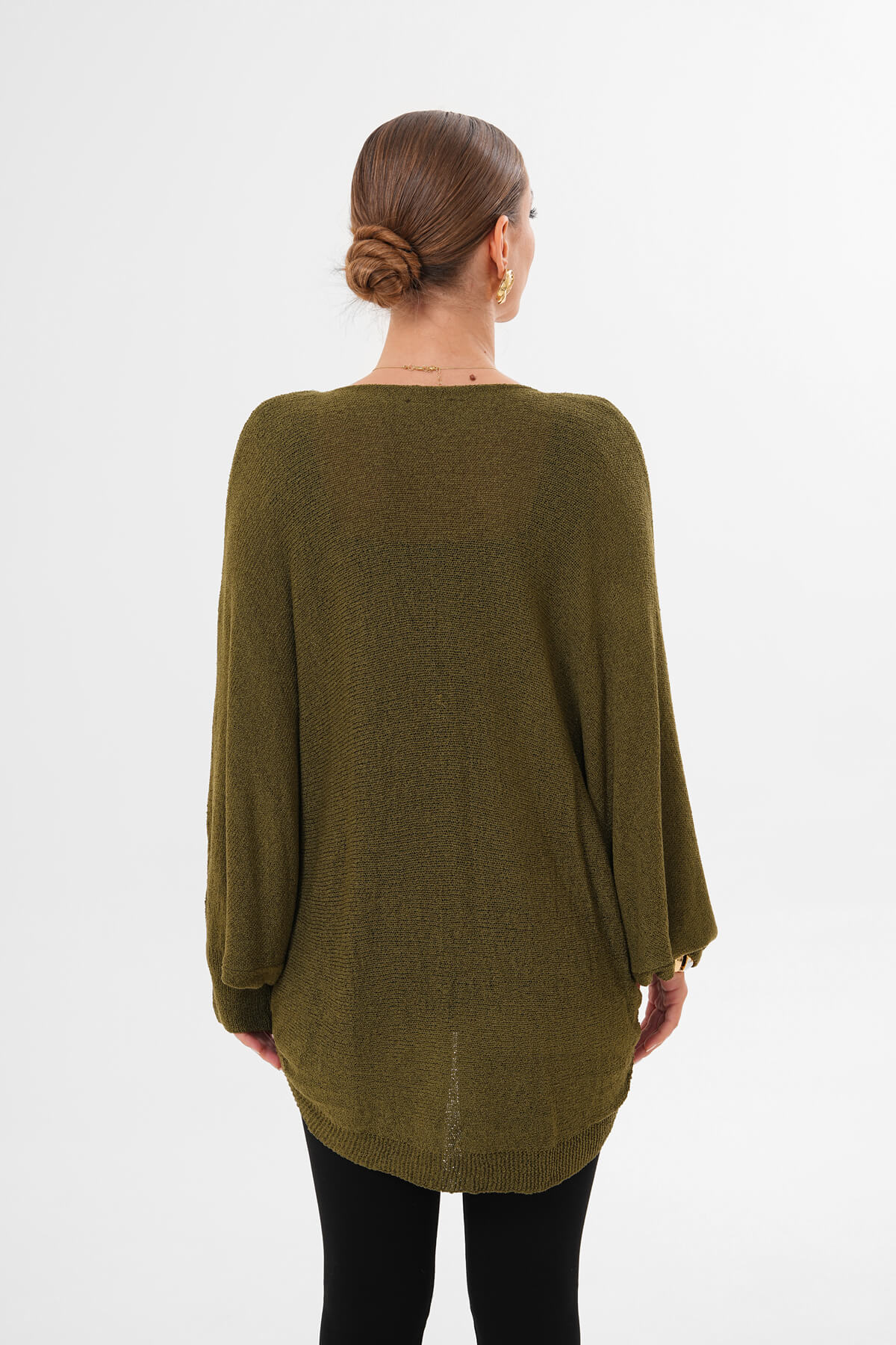 Çapraz Drapeli Triko Bluz MDG-1012 Haki - 3