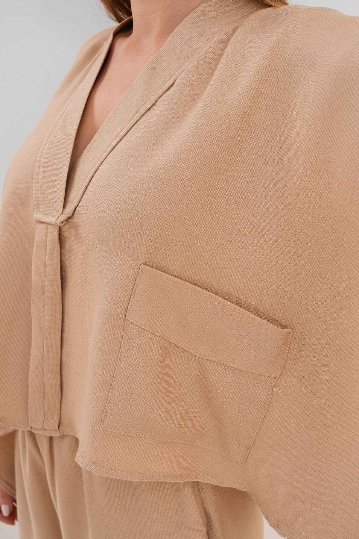 Cepli V Yakalı Panço MDG-25-D-100 Bej - 2