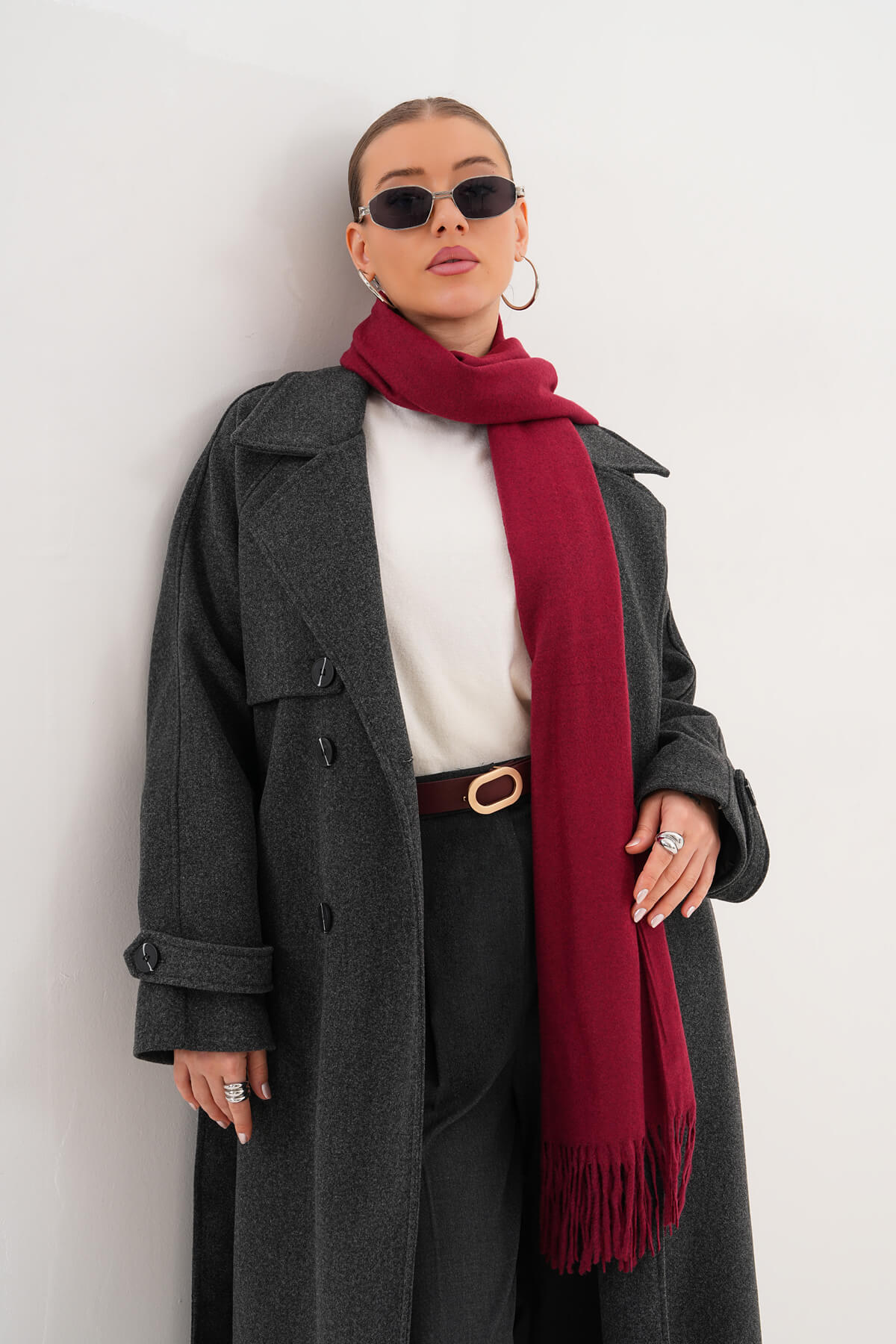 Çift Düğmeli Kaban MDG-ALTY-5176 Antrasit - MDG