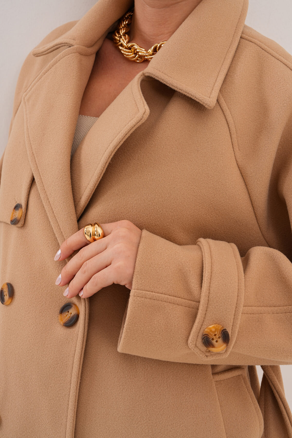 Çift Düğmeli Kaban MDG-ALTY-5176 Vizon - 2