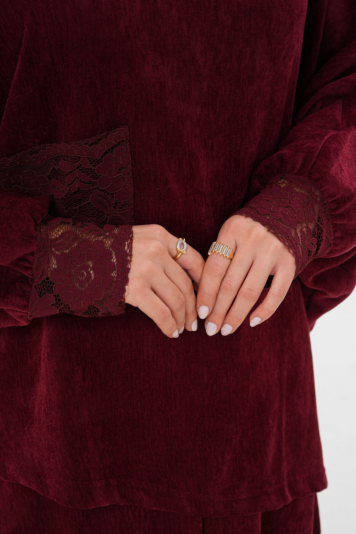 Dantel Detaylı Bluz MDG-25-D-90 Bordo - 3