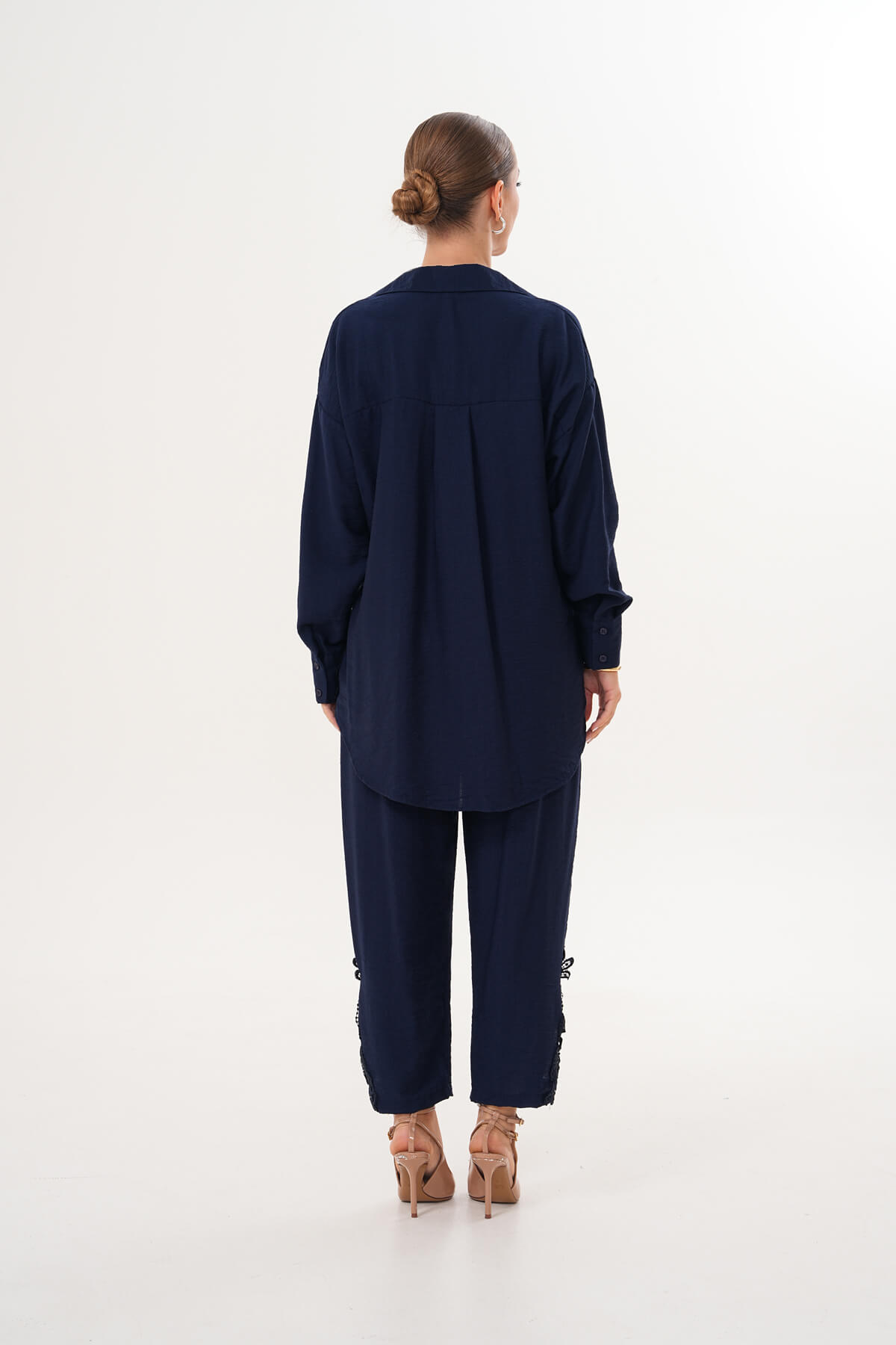 Dantel Detaylı Gömlek MDG-25-D-77 Lacivert - 4