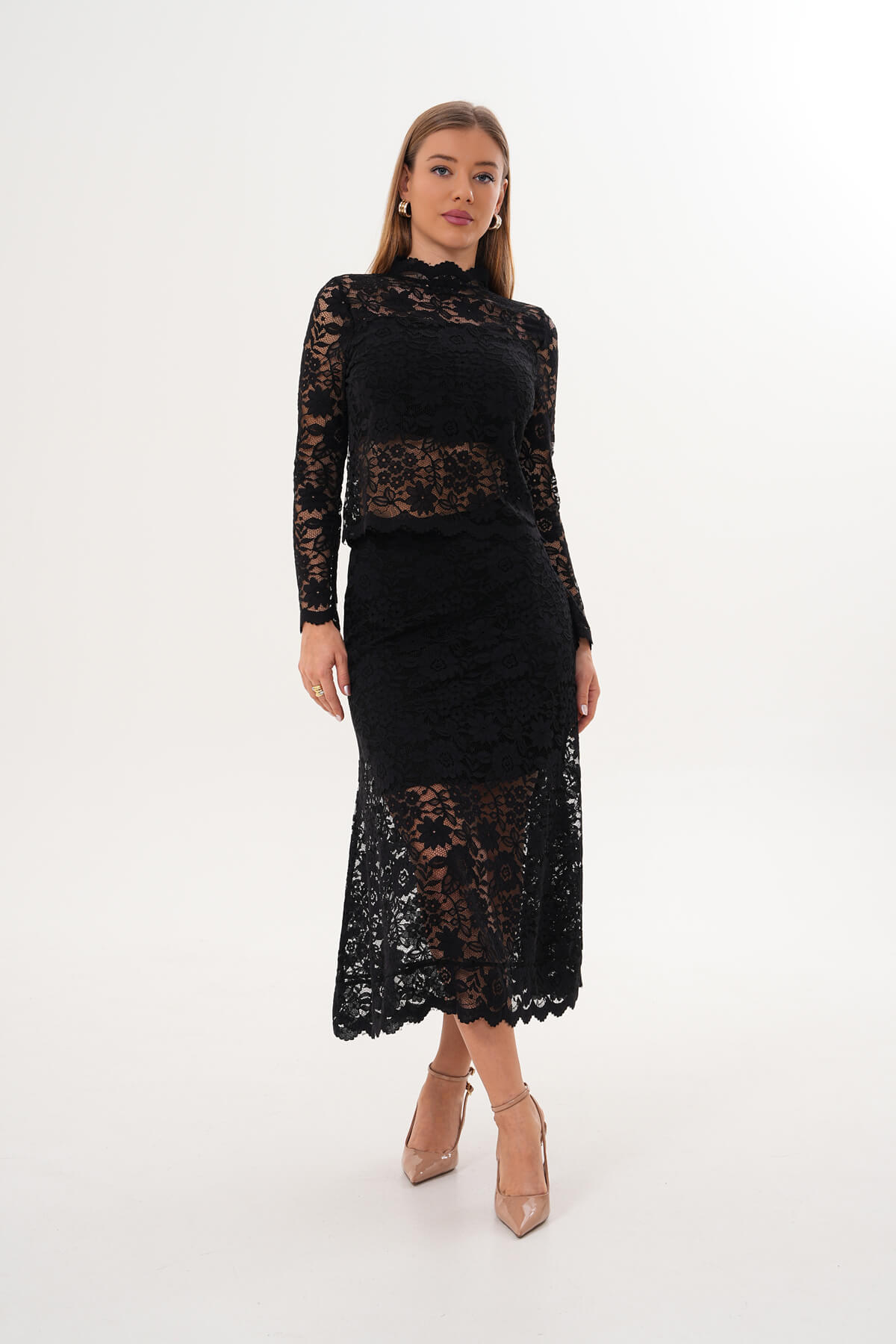 Dantelli Midi Etek MDG-25-D-89-E Siyah - MDG