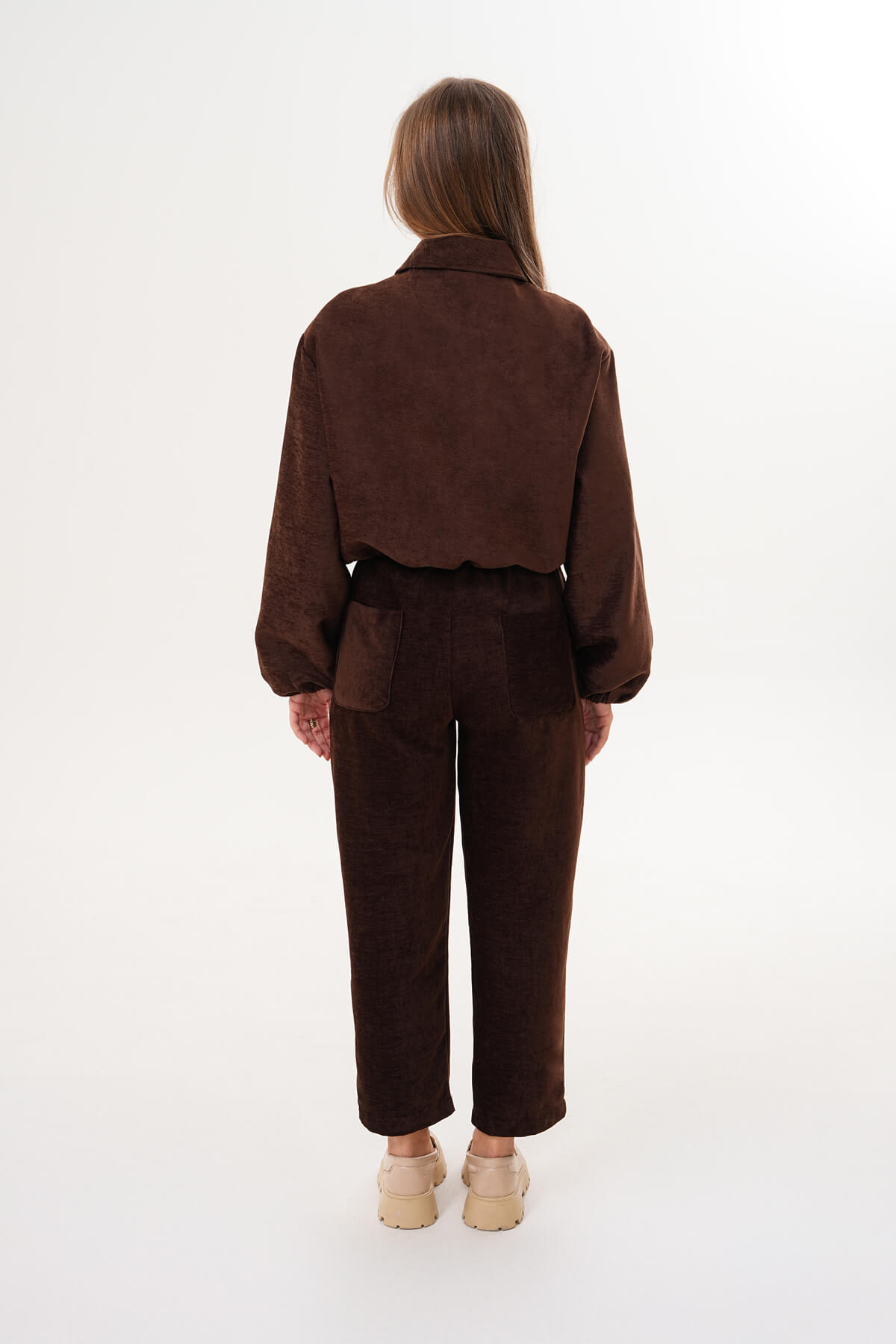 Fermuarlı Crop Mont MDG-ALTY-1001 Kahverengi - 4