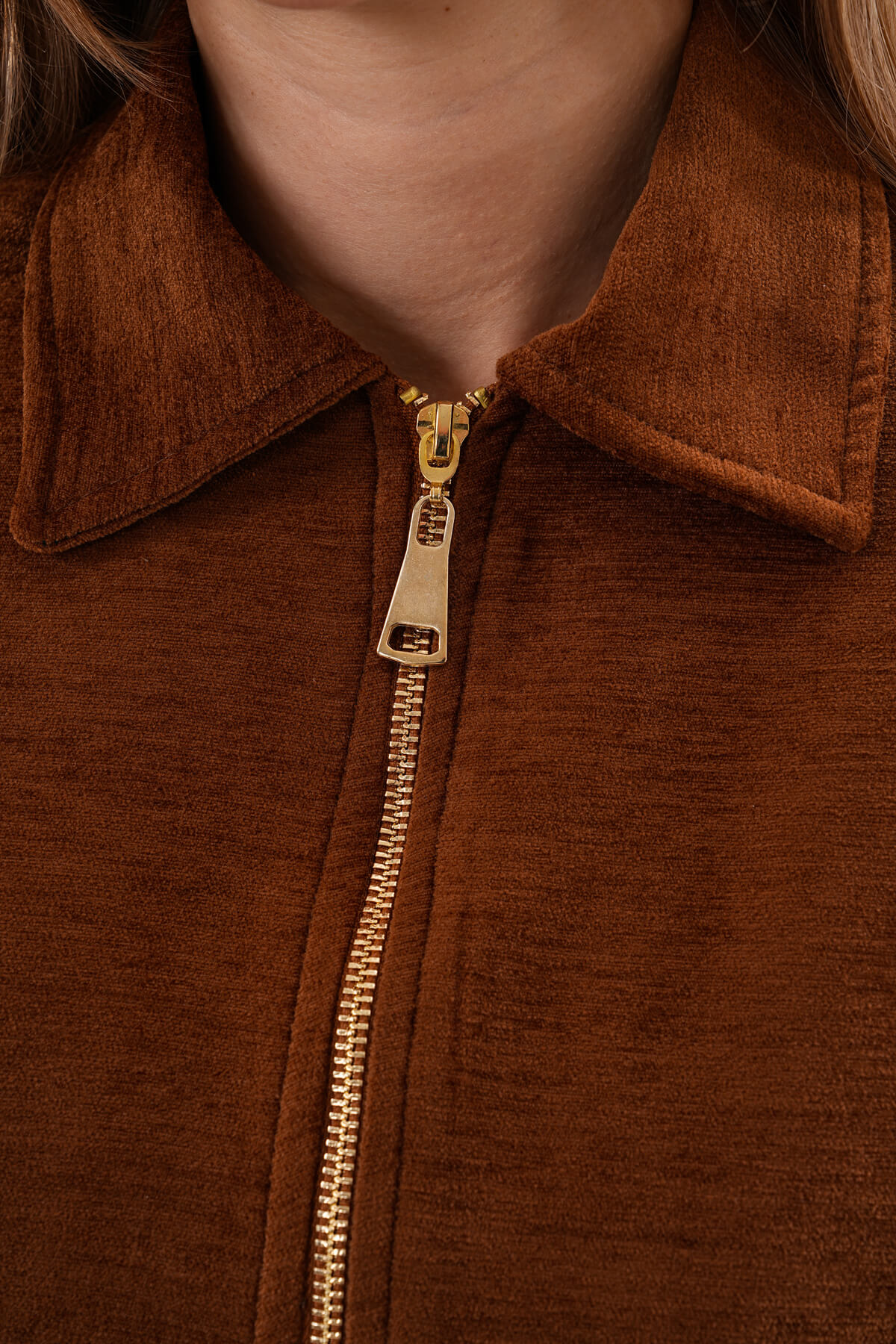 Fermuarlı Crop Mont MDG-ALTY-1001 Taba - 2