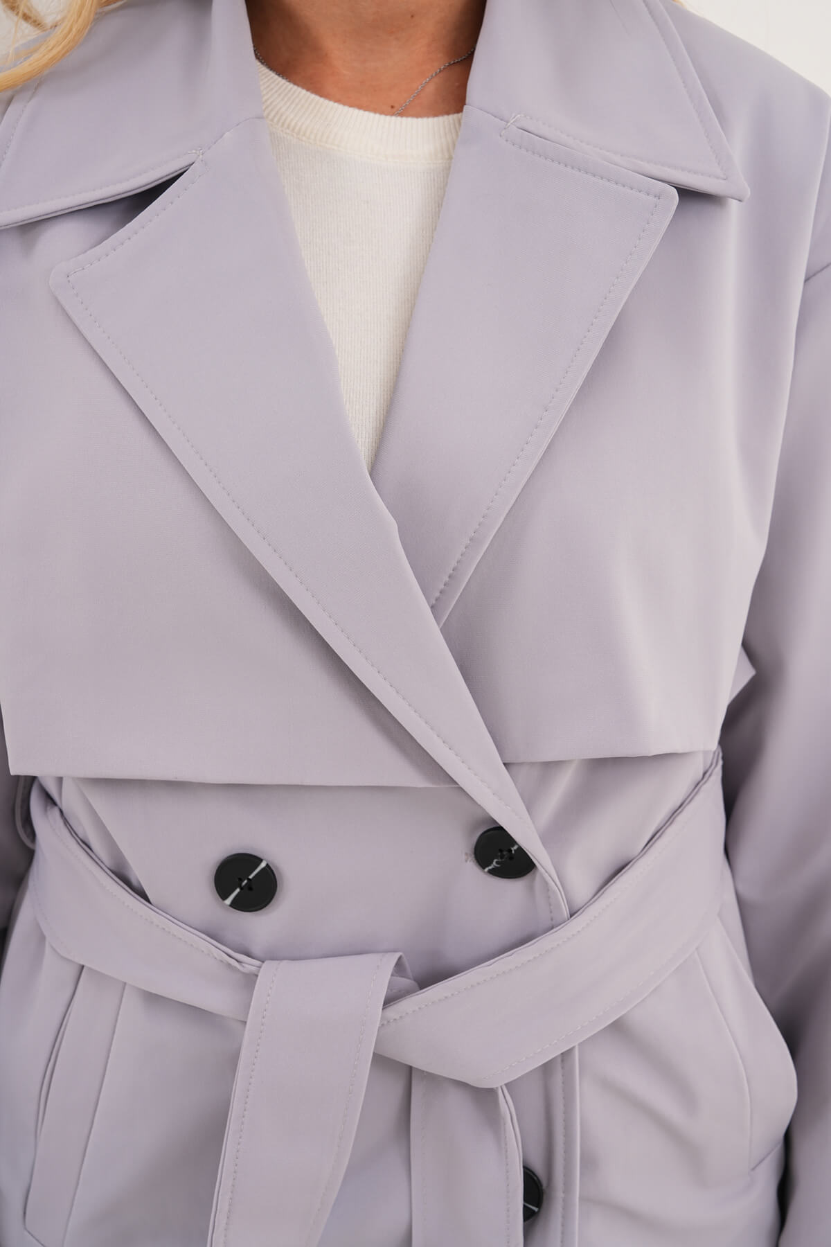 İçi Peluşlu Trenç MDG-ALTY-7011 Gri - 3