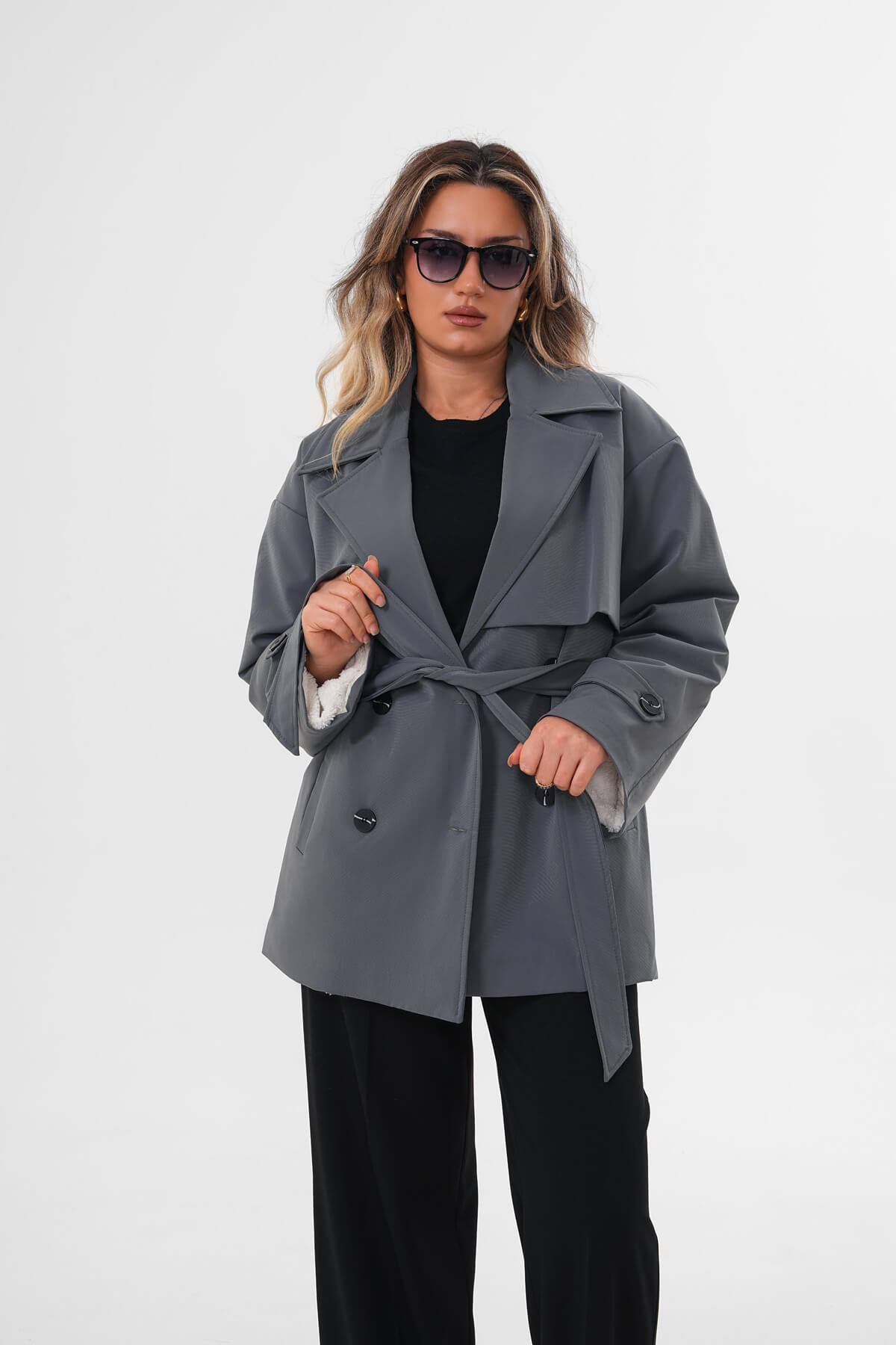 İçi Peluşlu Trenç MDG-ALTY-7011 İndigo 