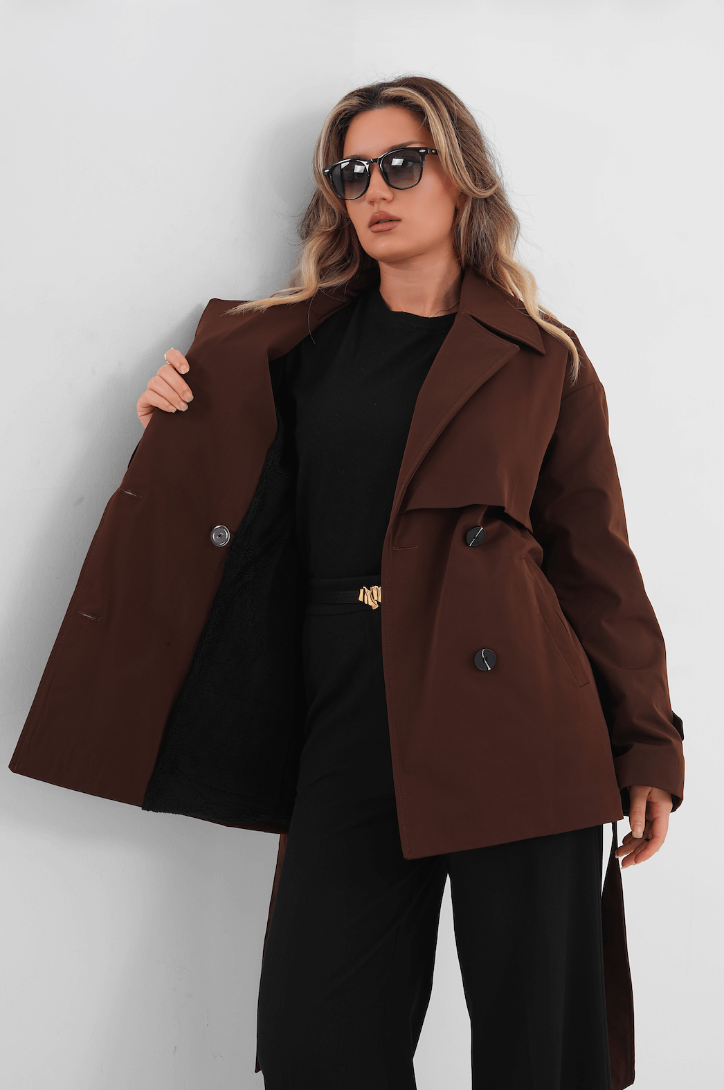 İçi Peluşlu Trenç MDG-ALTY-7011 Kahverengi - 2