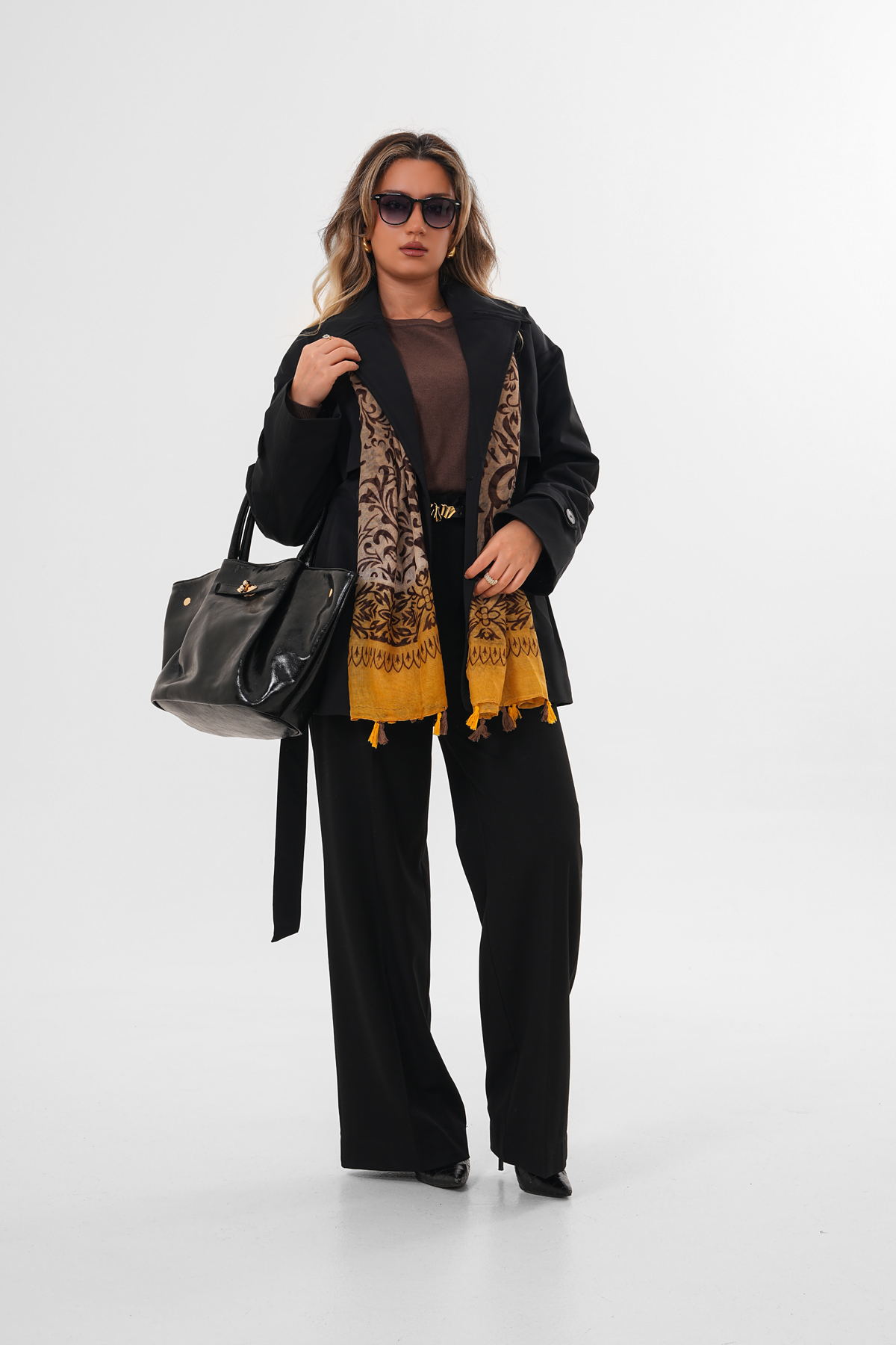 İçi Peluşlu Trenç MDG-ALTY-7011 Siyah 