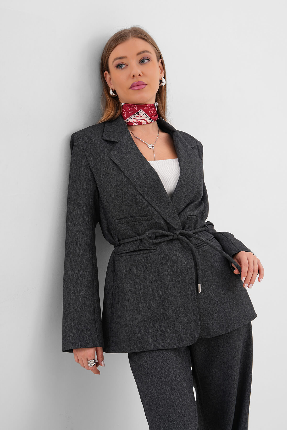 İp Kemerli Ceket MDG-ALTY-2021-2 Antrasit - 2