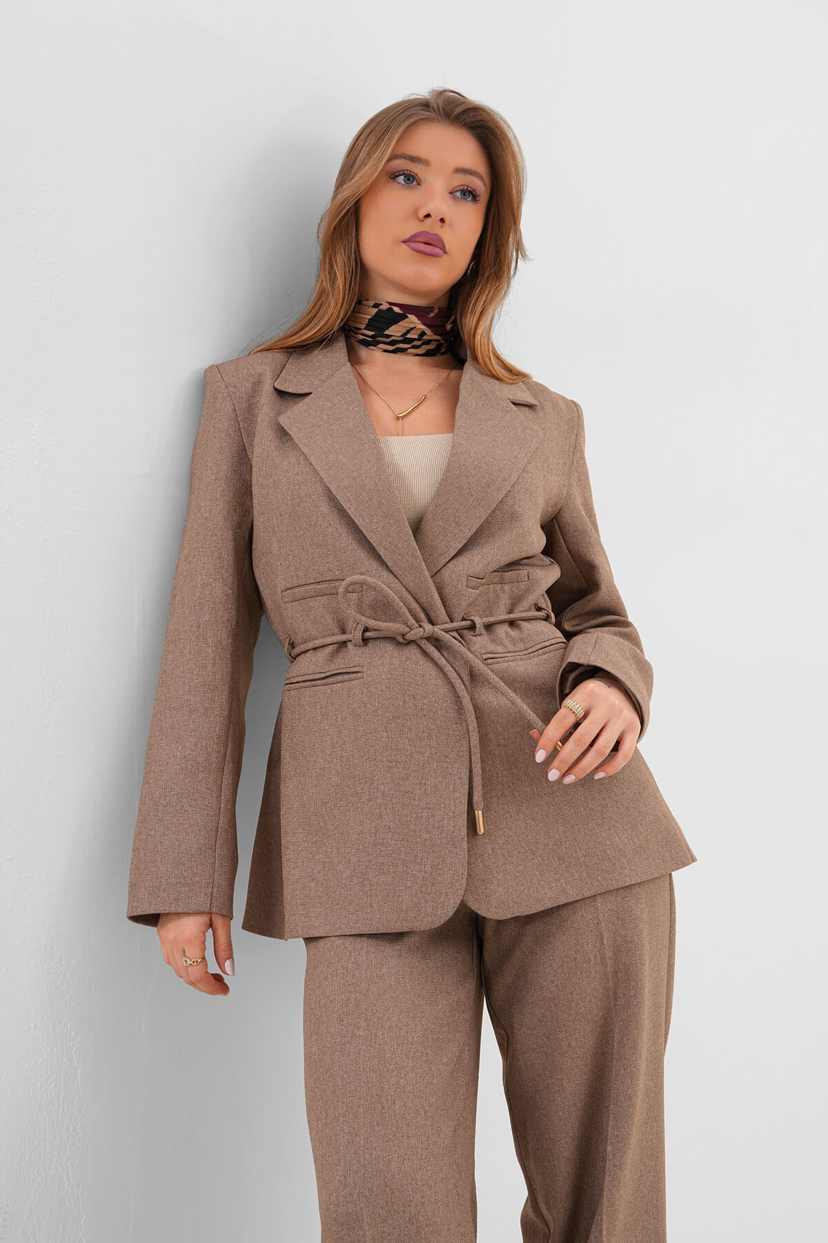 İp Kemerli Ceket MDG-ALTY-2021-2 Vizon - 1