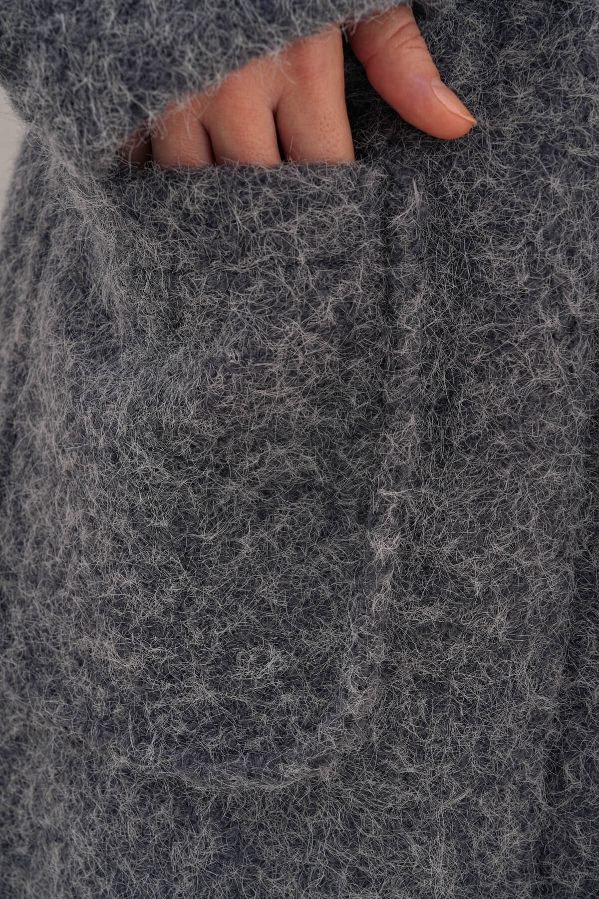 Kemerli Kaşe Uzun Hırka MDG-25-D-106 Antrasit - 4