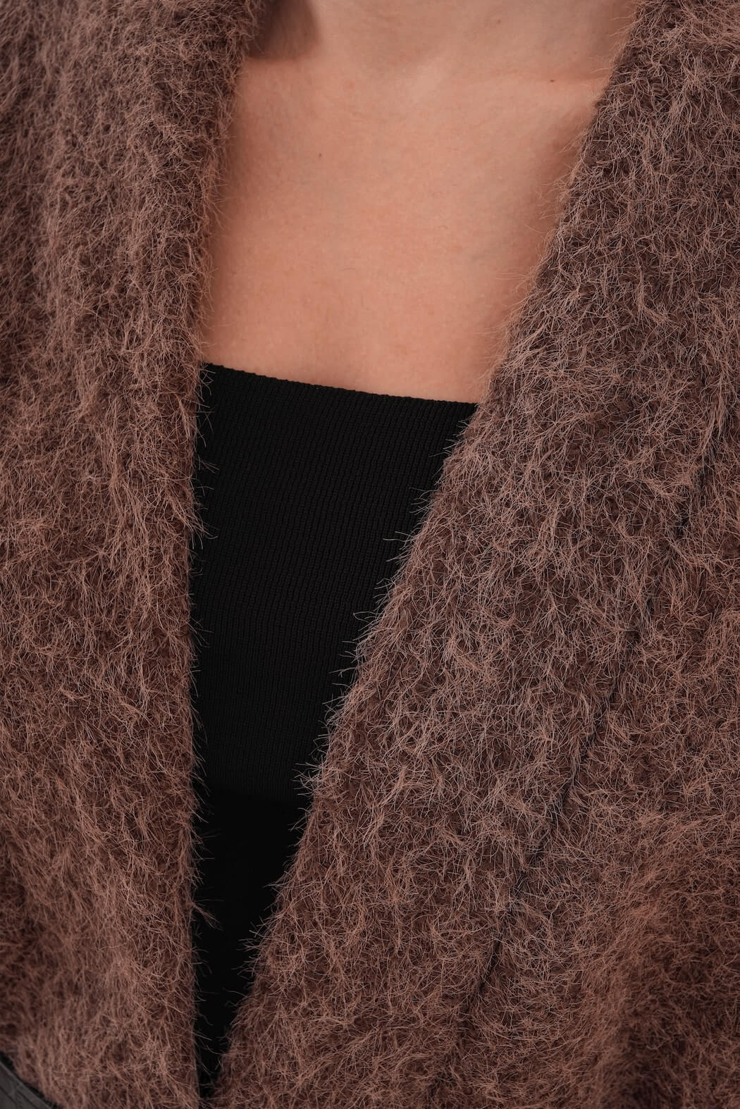 Kemerli Kaşe Uzun Hırka MDG-25-D-106 Kahverengi - 3