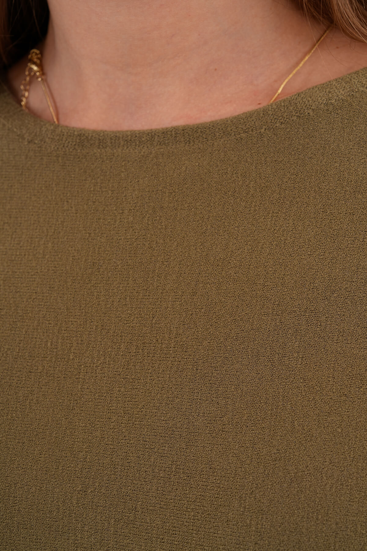 Kısa Kollu Triko Kazak MDG-22920 Haki - 2