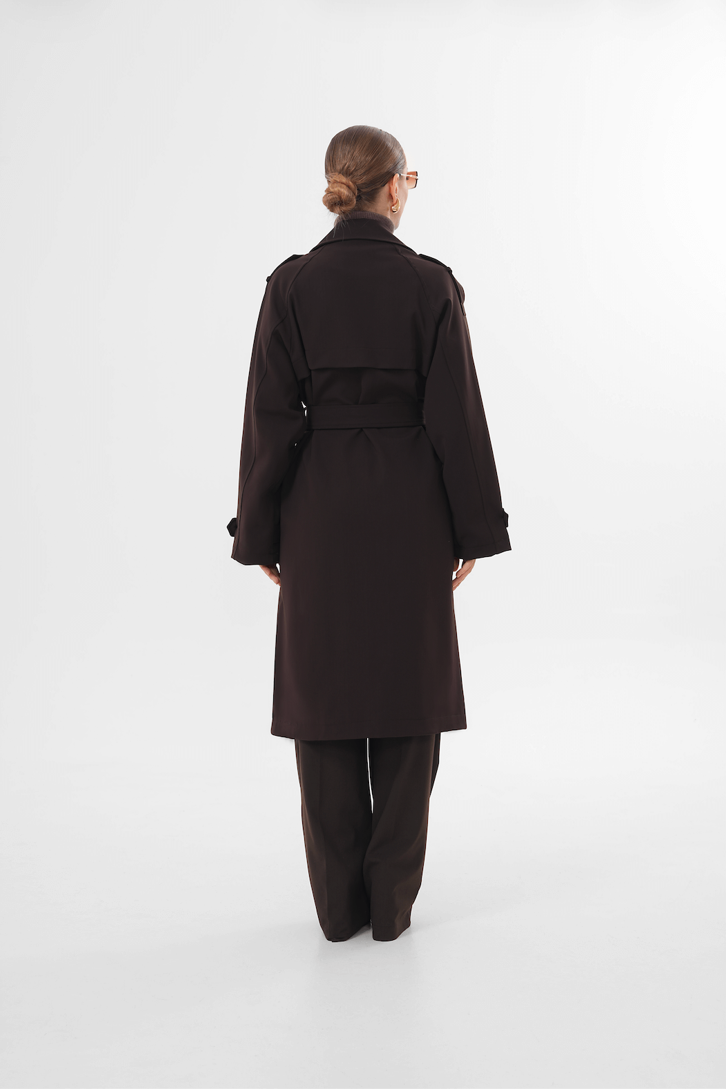 Kolları Kemer Detaylı Uzun Trenç MDG-ALTY-1003 Kahverengi - 4