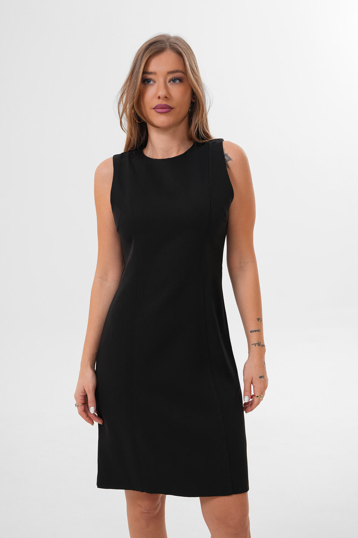 Kolsuz Yuvarlak Yaka Klasik T2ise MDG-25-1449 Siyah - 2