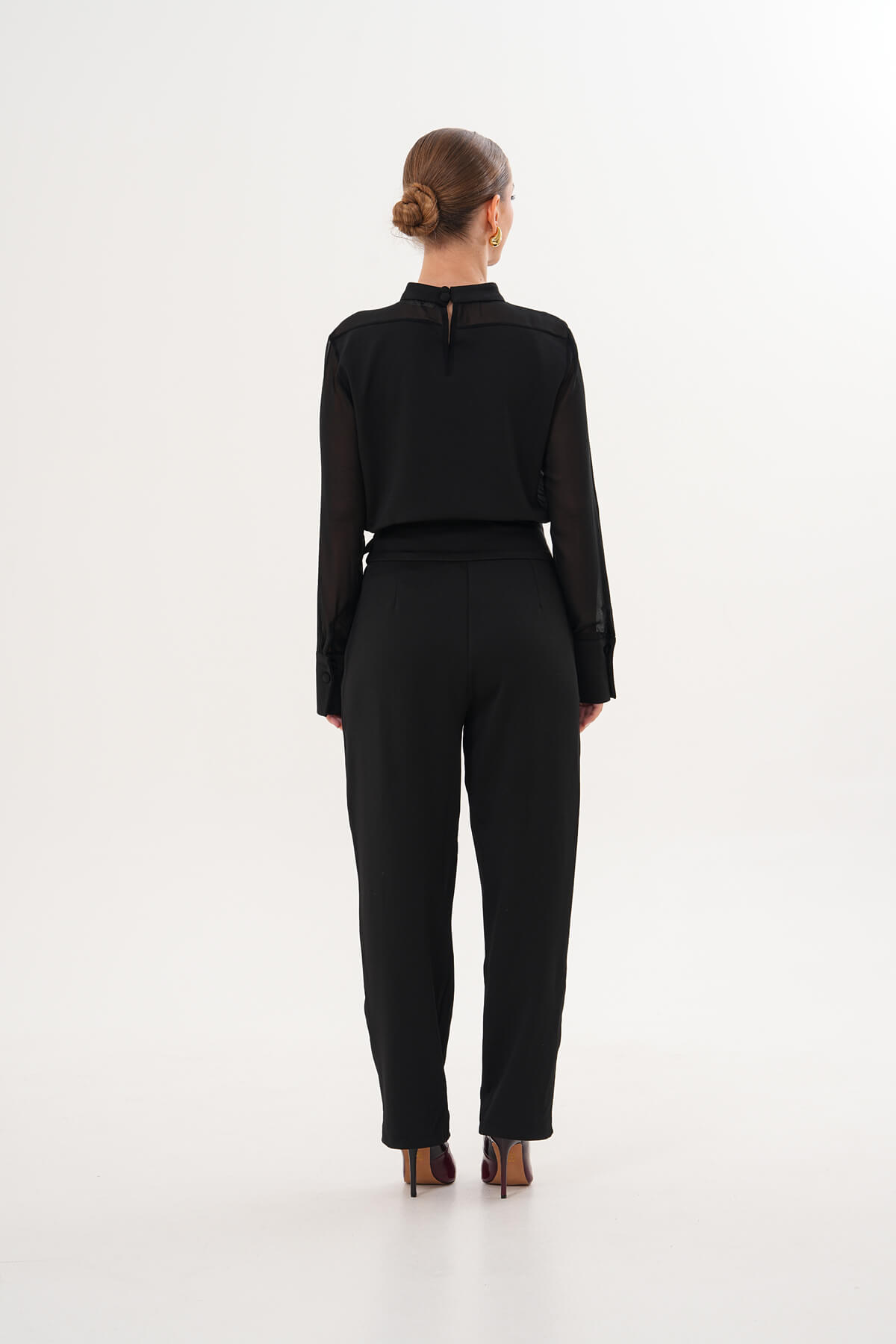 Omuz ve Kol Transparan Gömlek MDG-5188 Siyah - 3