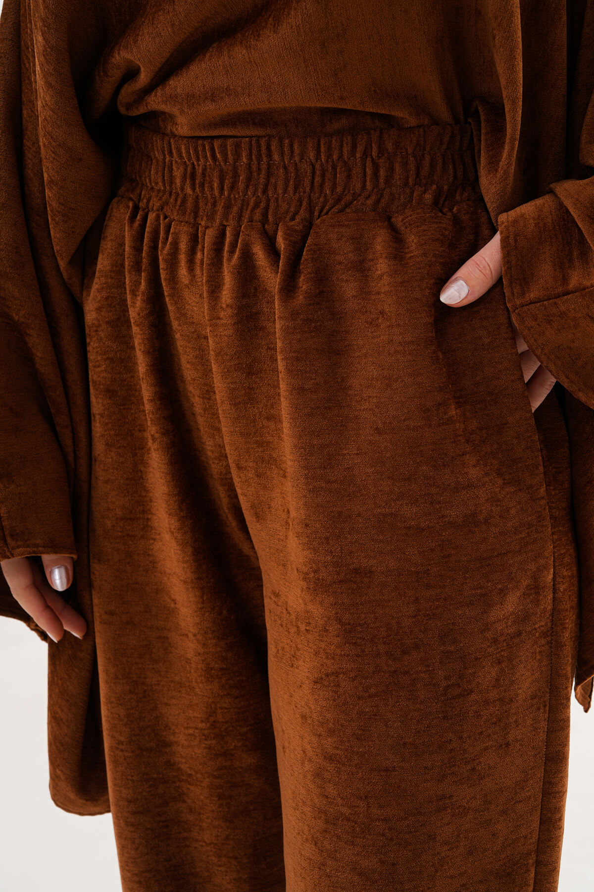 Paça Lastikli Şonil Pantolon MDG-25-D-83 Camel - 2