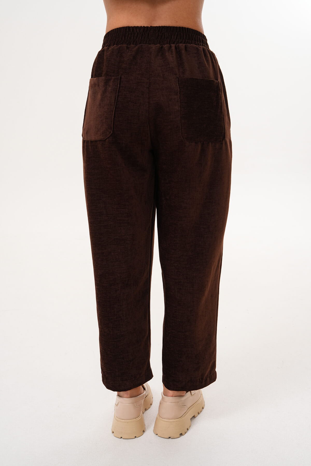 Paça Lastikli Şonil Pantolon MDG-25-D-83 Kahverengi - 5