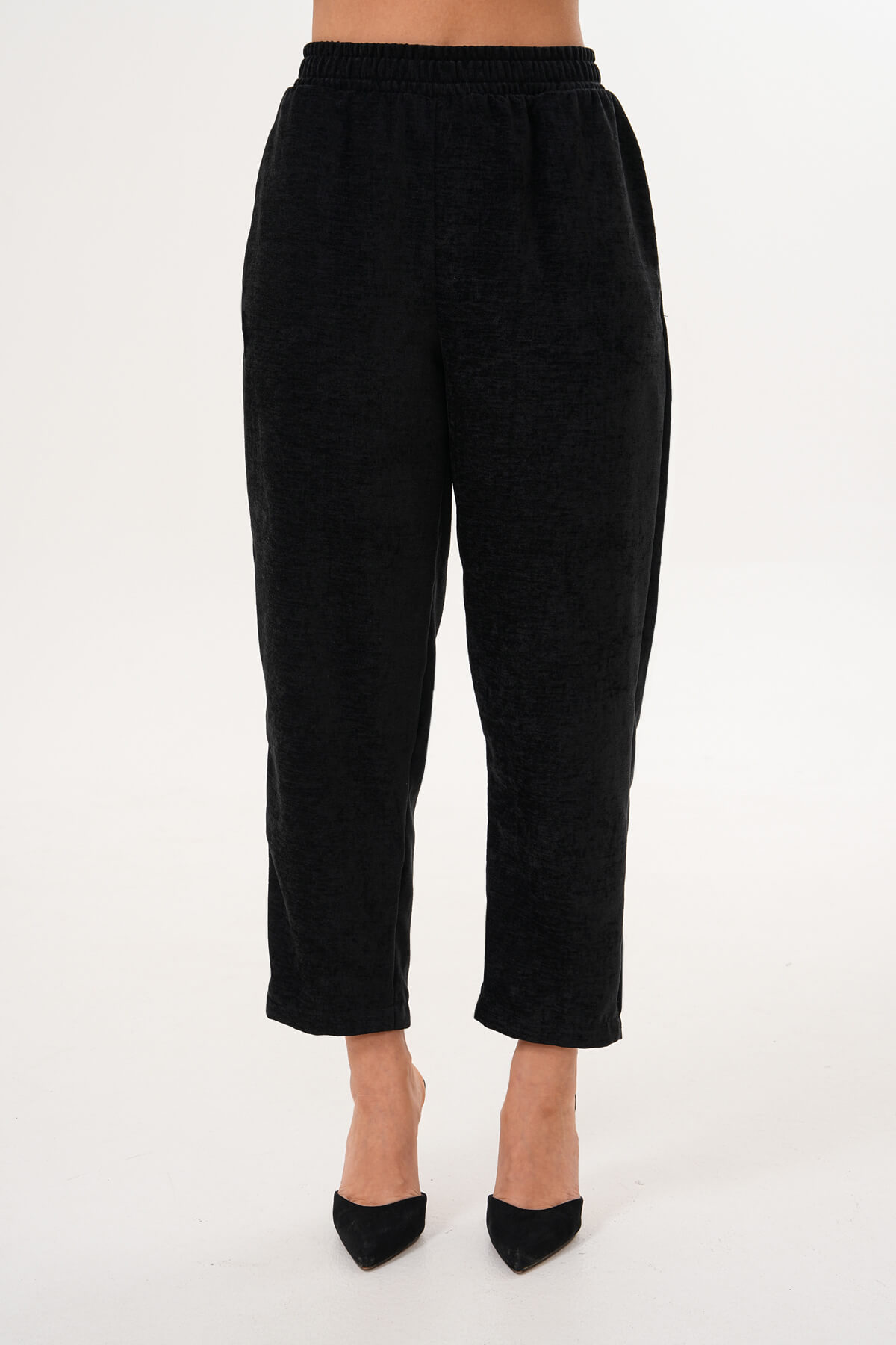 Paça Lastikli Şonil Pantolon MDG-25-D-83 Siyah - 3