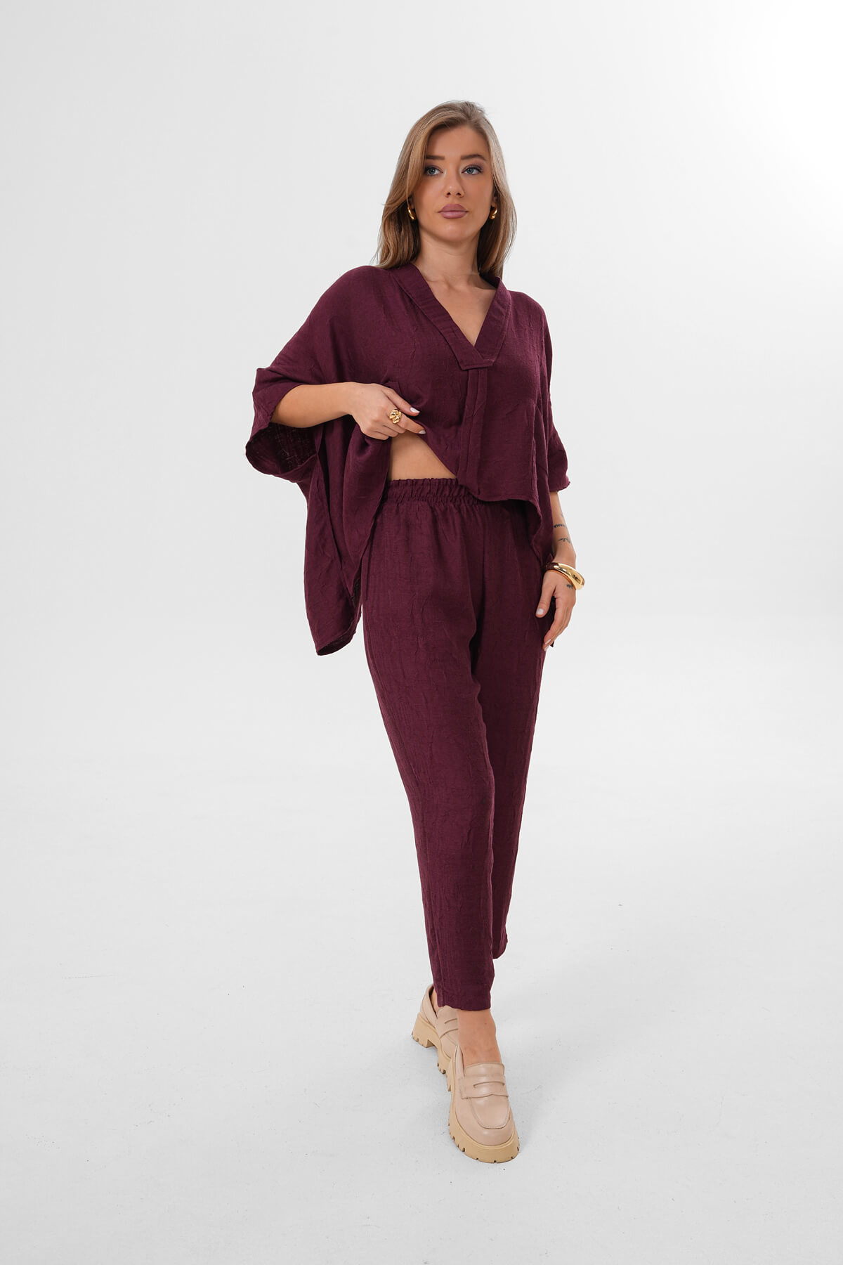 Pantolon MDG-25-D-103 Bordo - 1