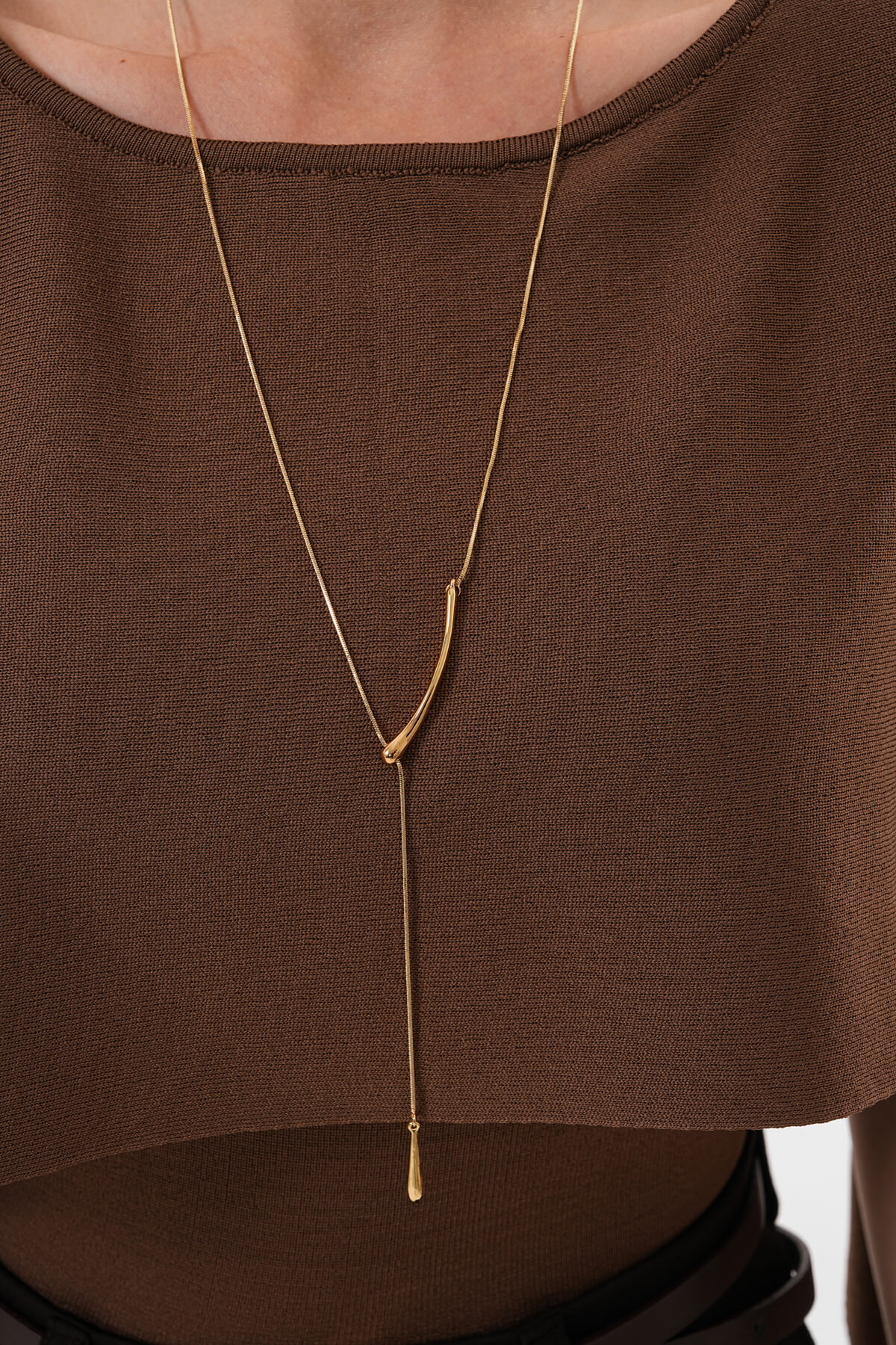 Şal Model Polyelit Bluz MDG-0012 Kahverengi - 3