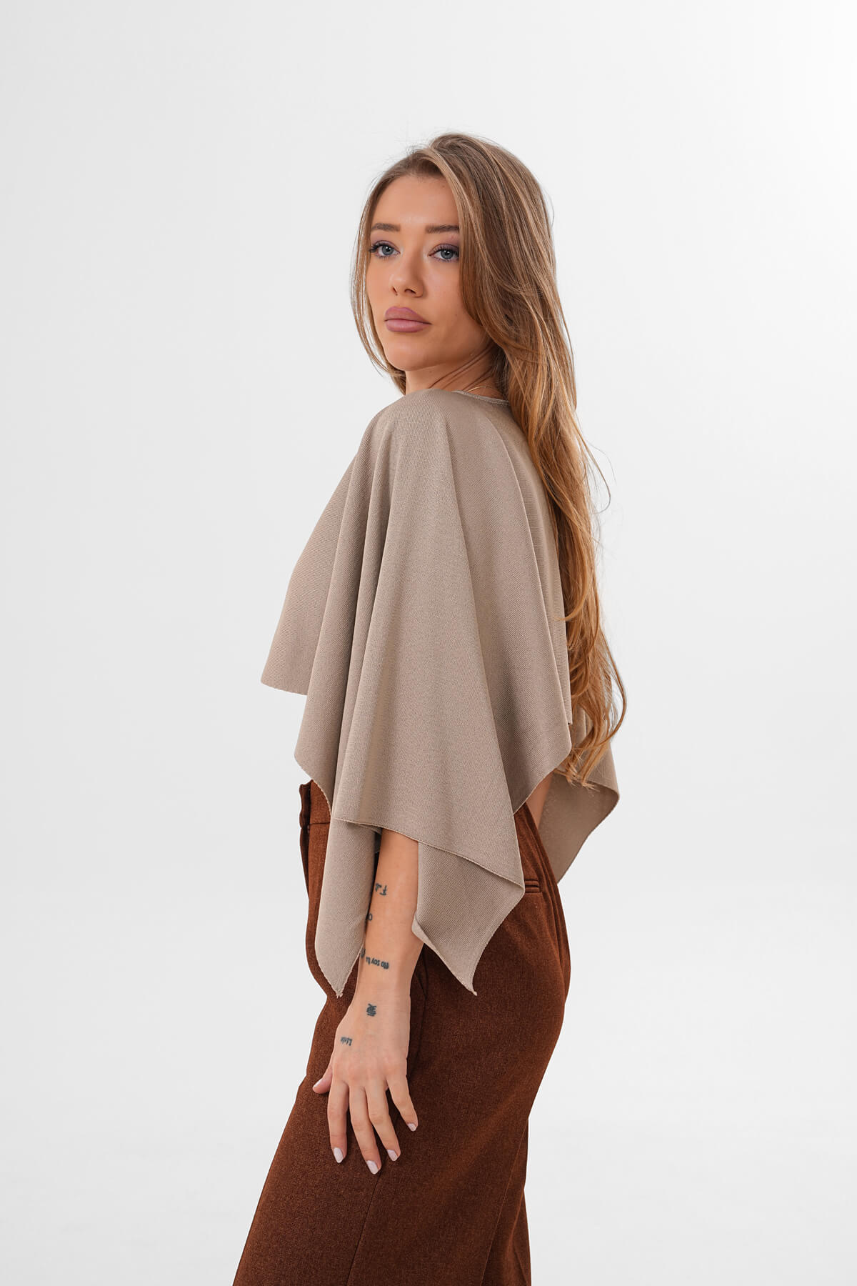 Şal Model Triko Bluz MDG-0012 Bej - 2