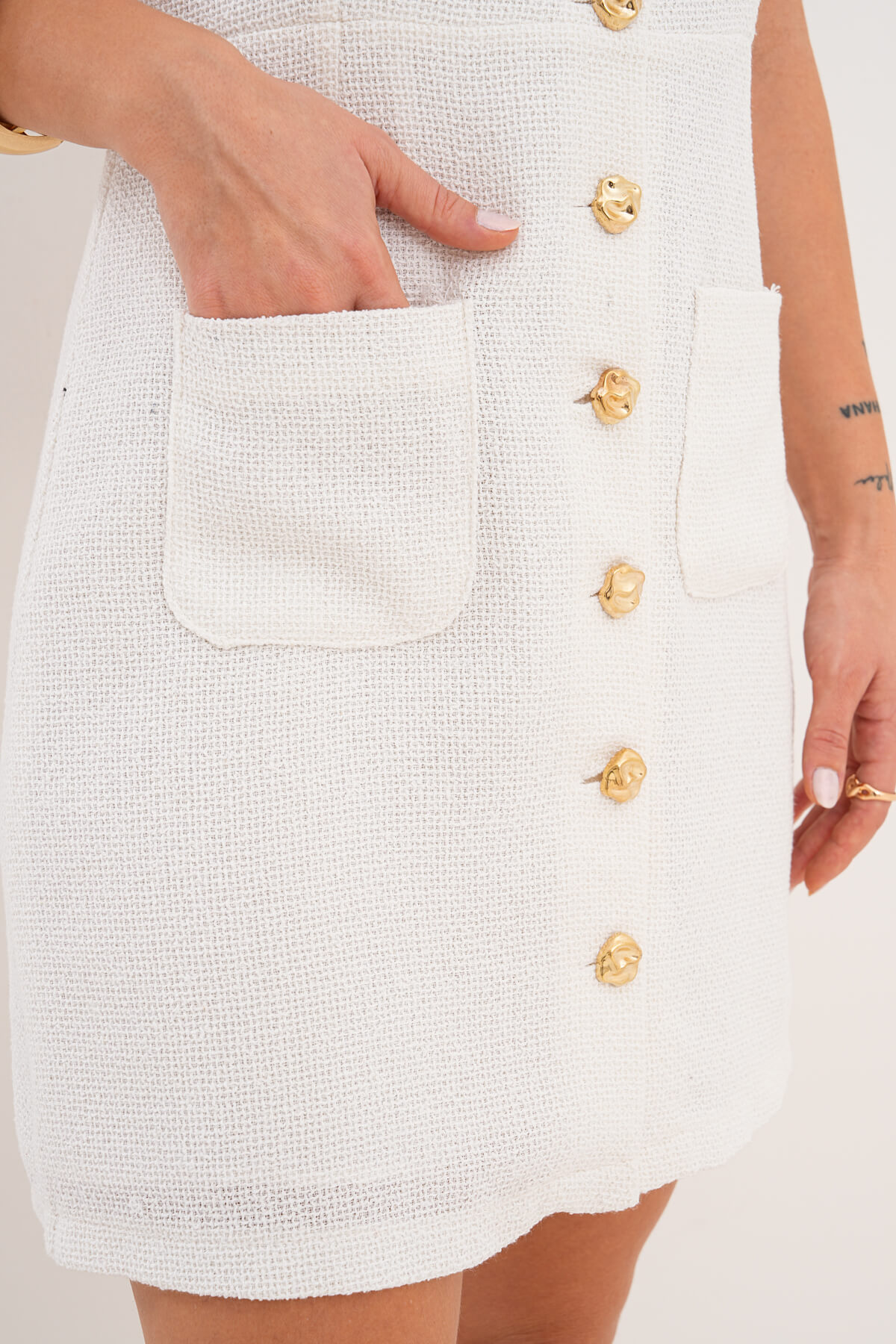 Şanel Mini Elbise MDG-5185-E Beyaz - 4