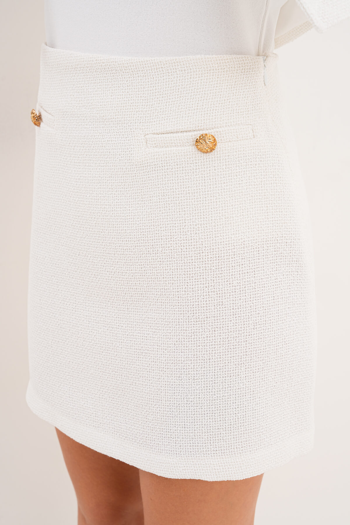 Şanel Mini Etek MDG-5186-A Beyaz - 2
