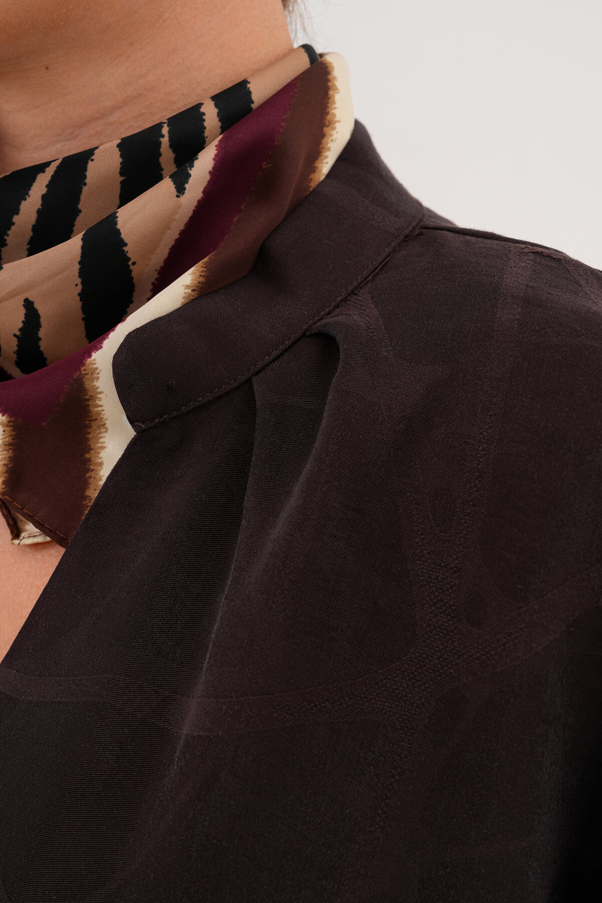 Saten Desenli Gömlek MDG-25-D-95 Kahverengi - 4