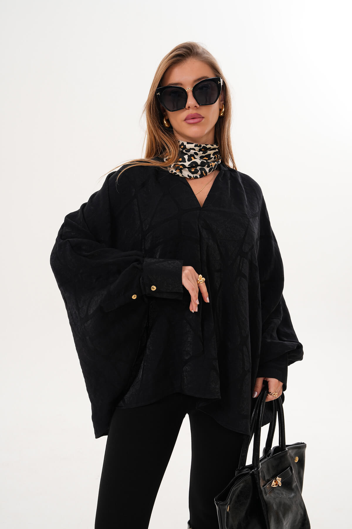 Saten Desenli Gömlek MDG-25-D-95 Siyah - 3