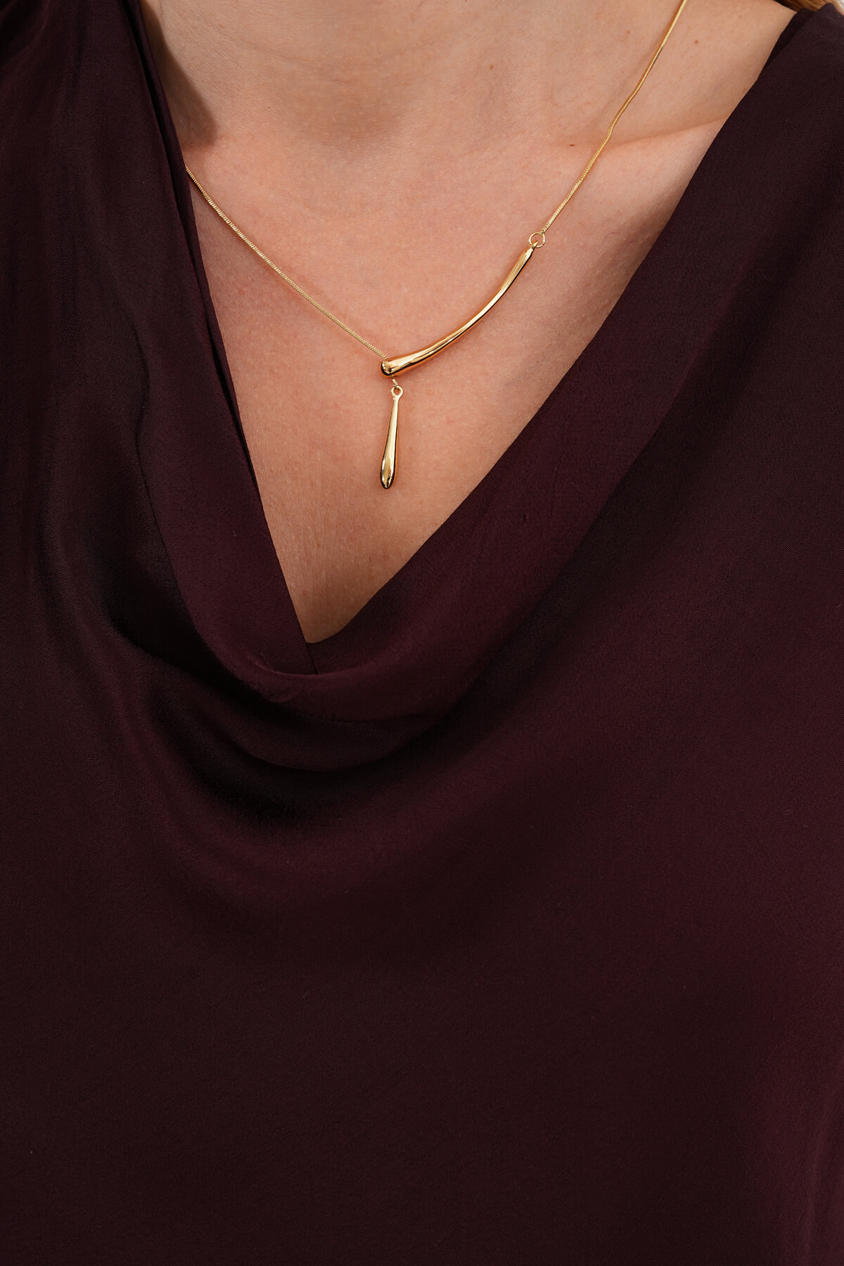 Saten Drapeli Kolsuz Gömlek MDG-25-D-102 Kahverengi - 3