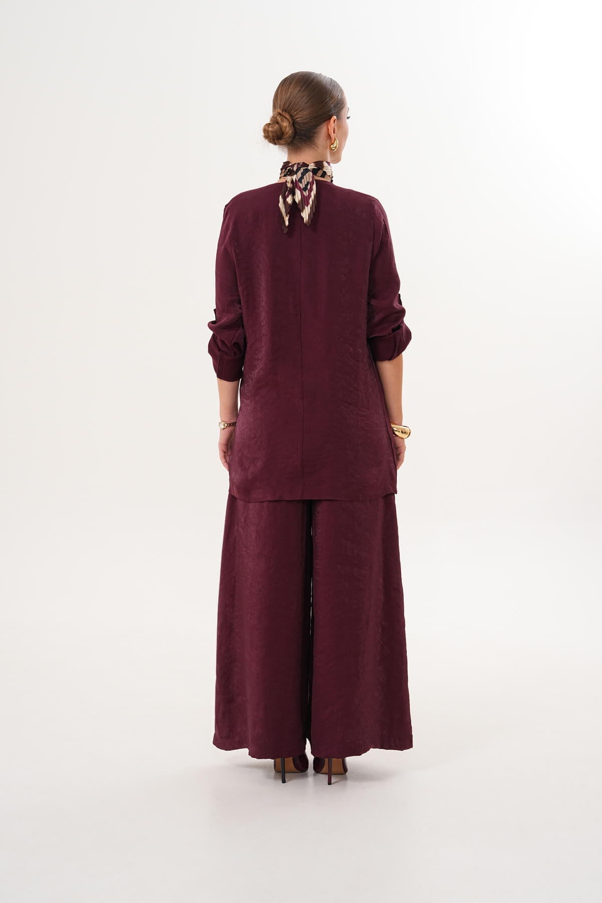 Tek Düğmeli Modal Ceket MDG-25-D-92 Bordo - 3