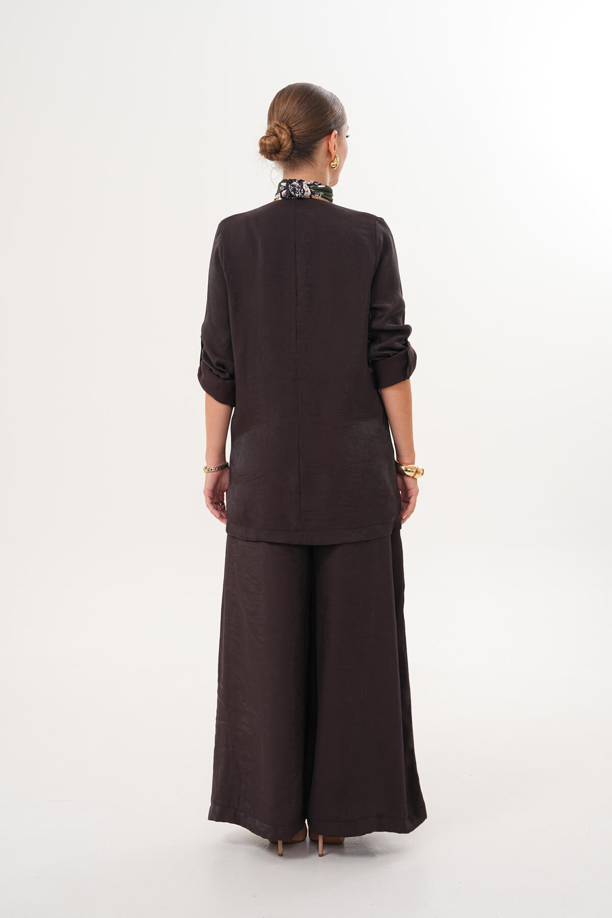 Tek Düğmeli Modal Ceket MDG-25-D-92 Kahverengi - 3