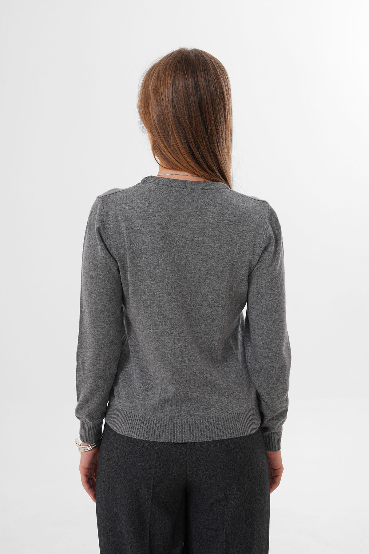 Uzun Kollu Triko Kazak MDG-22703 Gri - 4