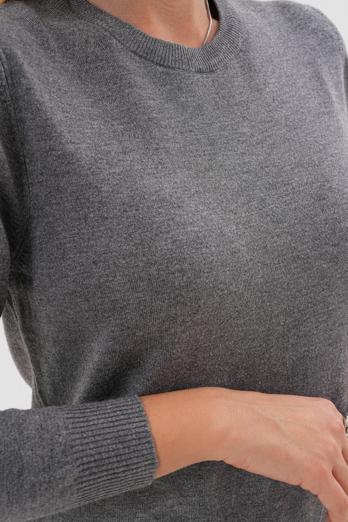 Uzun Kollu Triko Kazak MDG-22703 Gri - 3